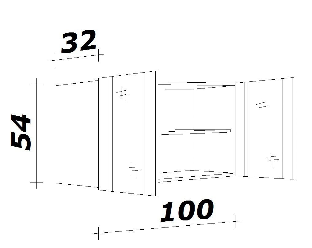 Flex-Well Glashängeschrank »Bergen«, (B x H x T) 100 x 54,8 x 32 cm