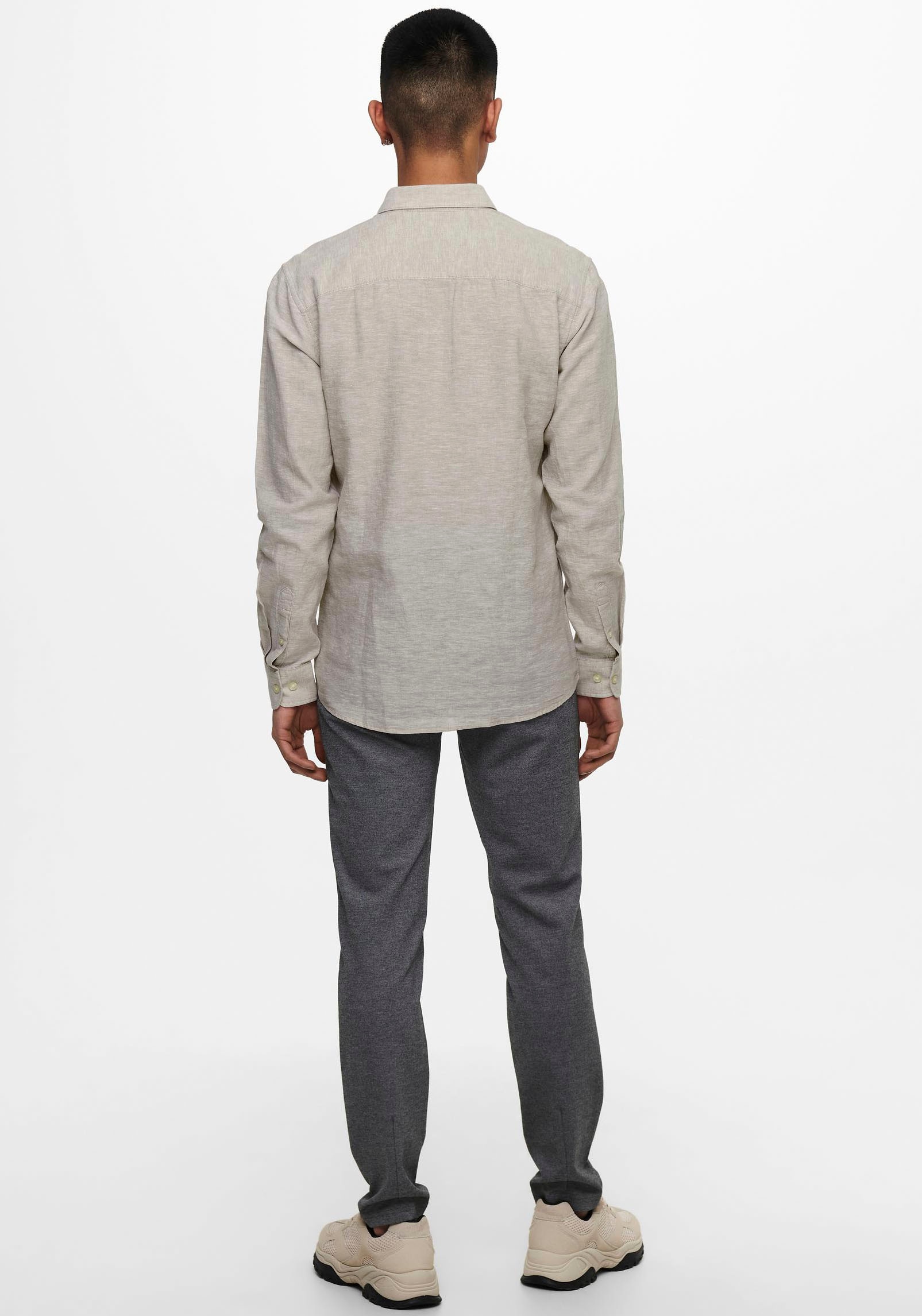 ONLY & SONS Langarmhemd »ONSCAIDEN LS SOLID LINEN SHIRT NOOS«