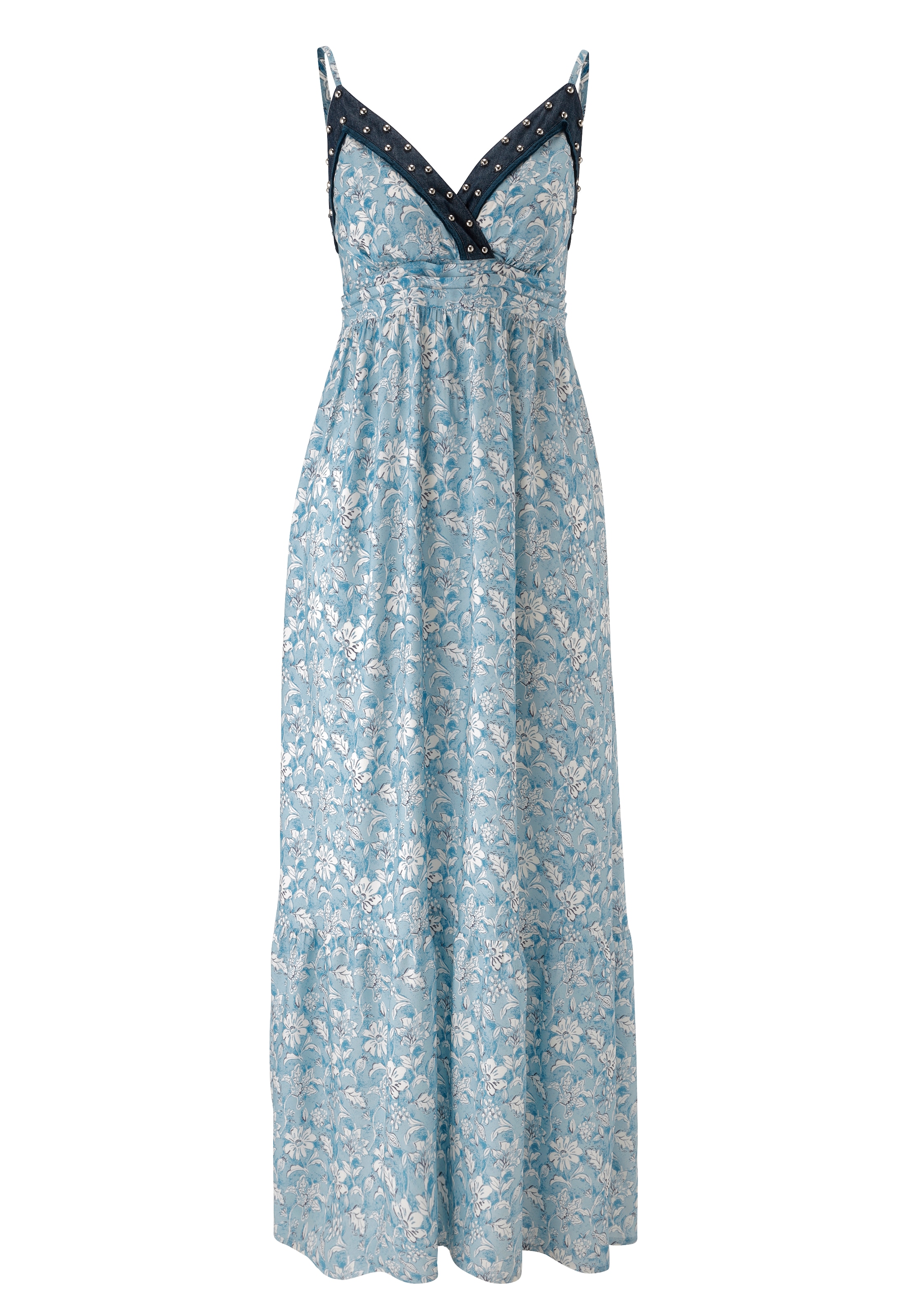 Aniston SELECTED Sommerkleid mit Jeansbesatz und aufgesetzten Nieten - NEUE KOLLEKTION