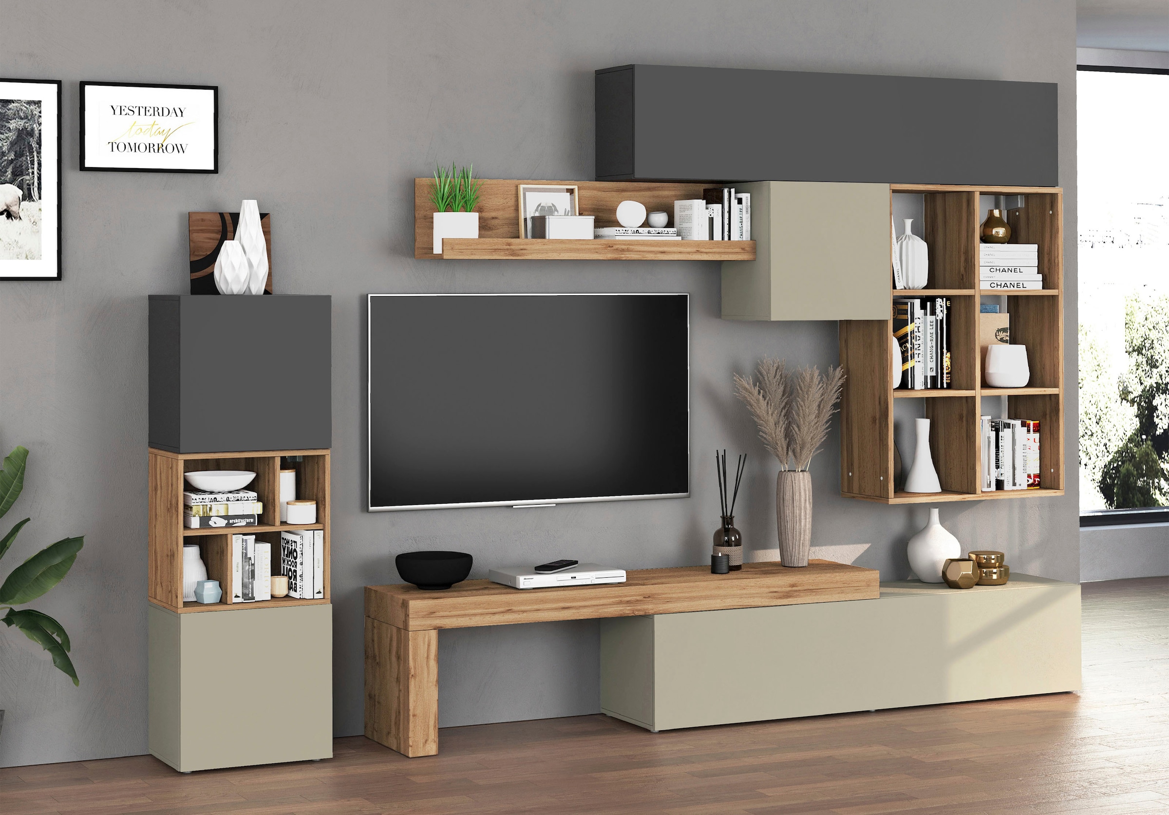 INOSIGN Wohnwand »Chronos Wohnwand, Medienwand, 8-er set« 8 Stk. tlg.