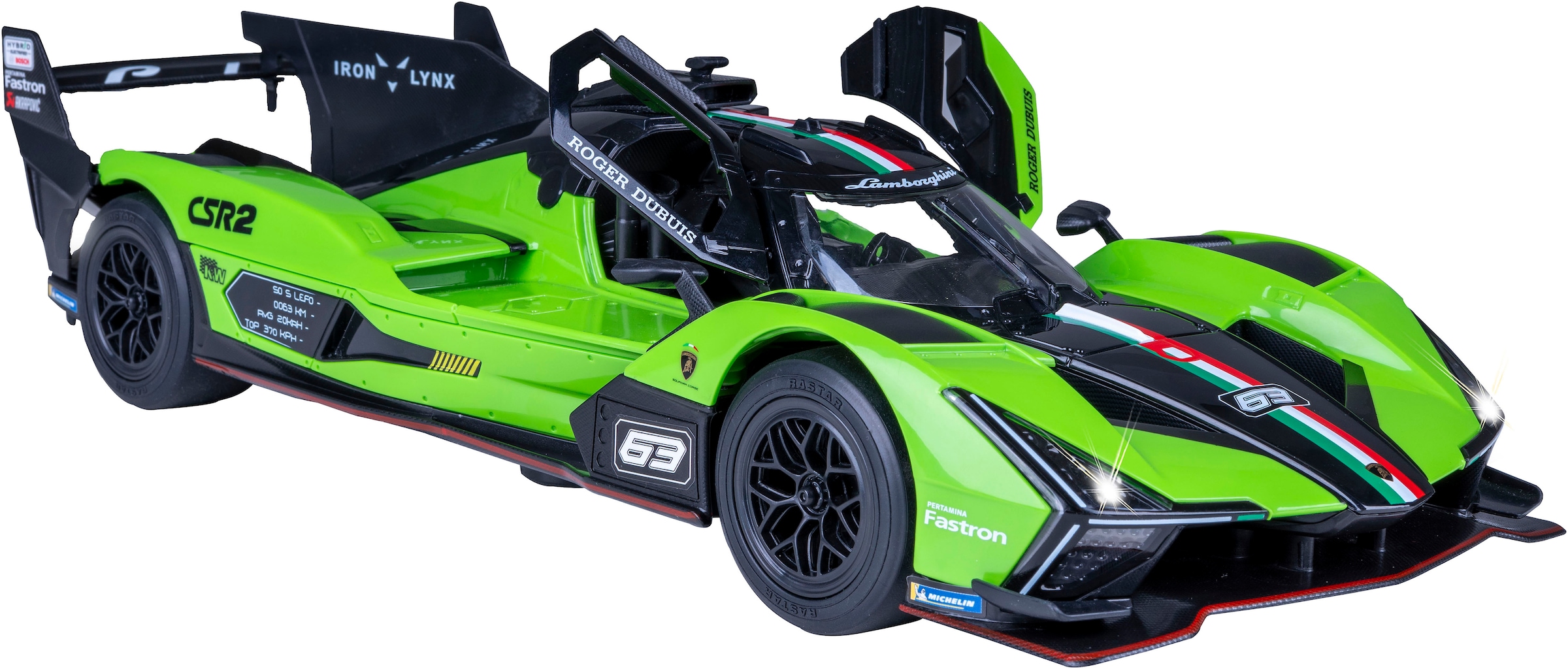 Jamara RC-Auto »Lamborghini SC63 LMDH 1:14 grün 2,4GHz«, mit LED Licht