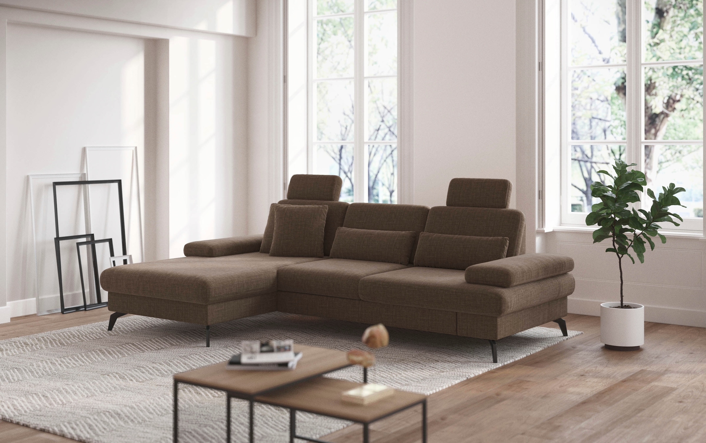 sit&more Ecksofa »Morris L-Form, inkl. Sitztiefenverstellung«, wahlweise mit Armteilverstellung, Bettfunktion & Bettkasten