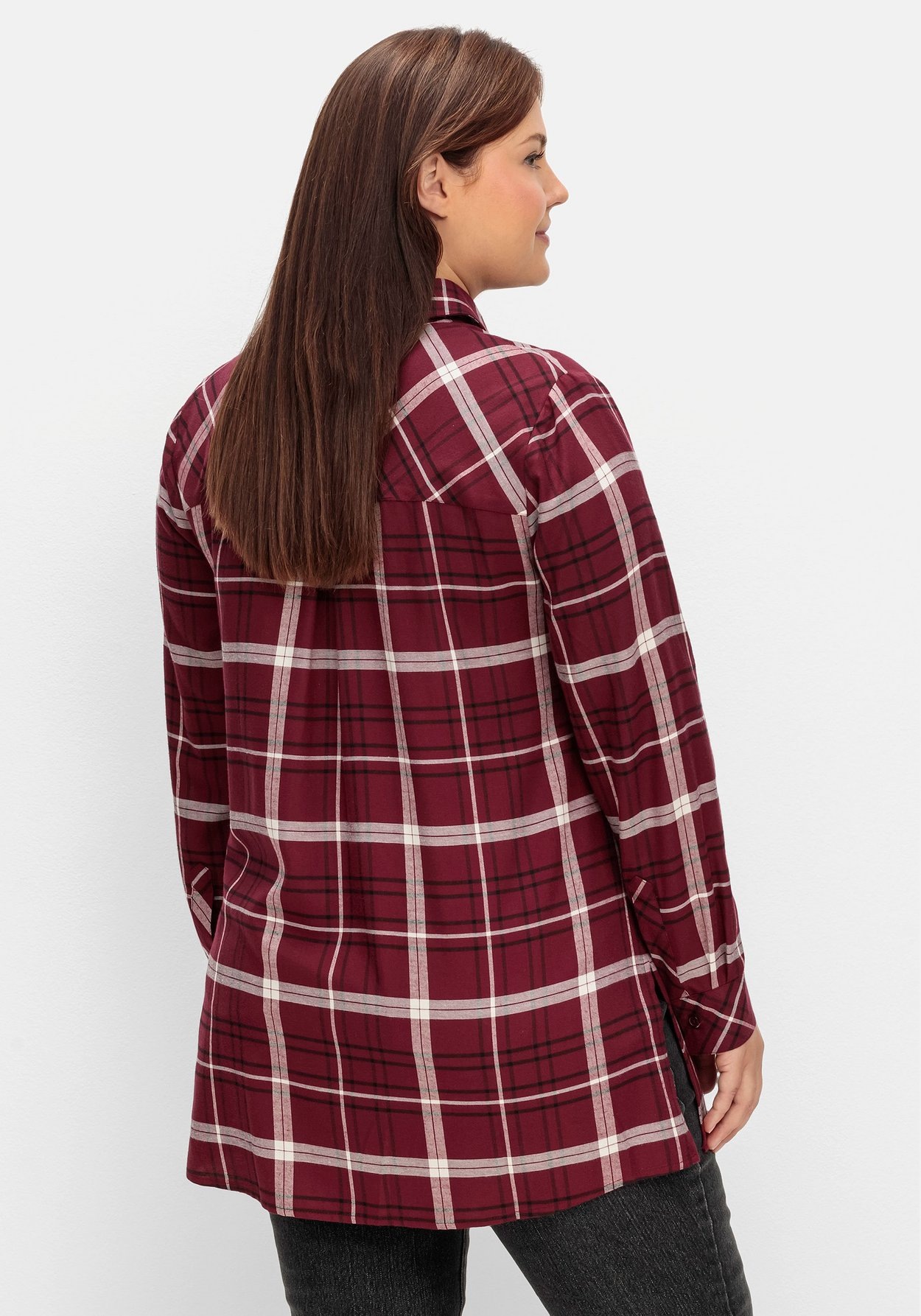 Sheego Hemdbluse »Longbluse mit Kragen und Manschettenärmel«