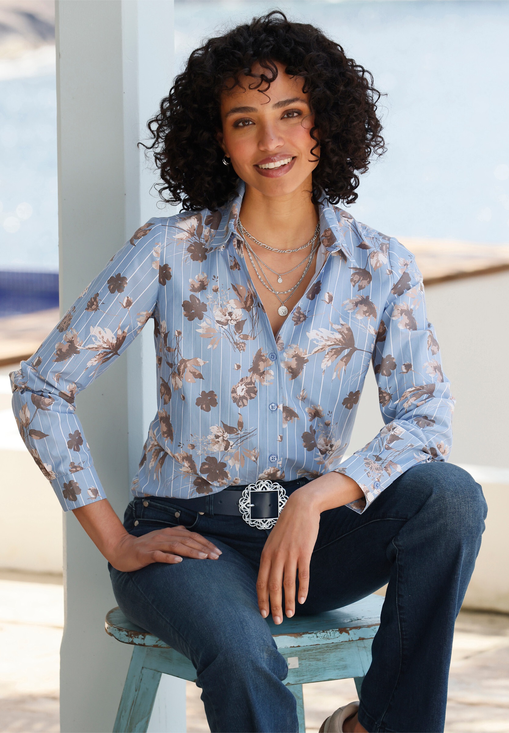 heine Hemdbluse »Bluse Druckbluse mit Blumenmuster«