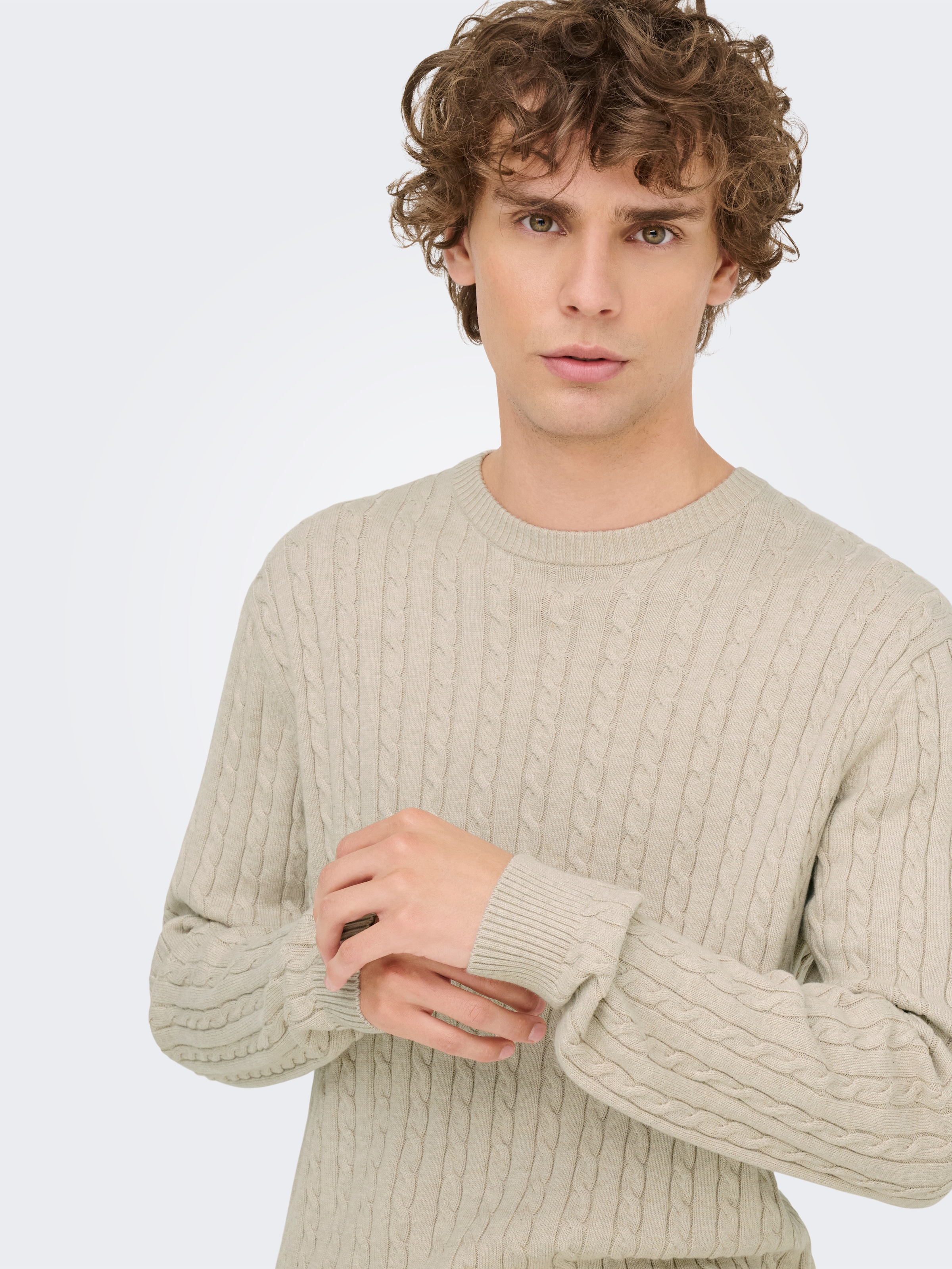 ONLY & SONS Strickpullover »ONSLOUI REG 12 CABEL CREW KNIT NOOS«