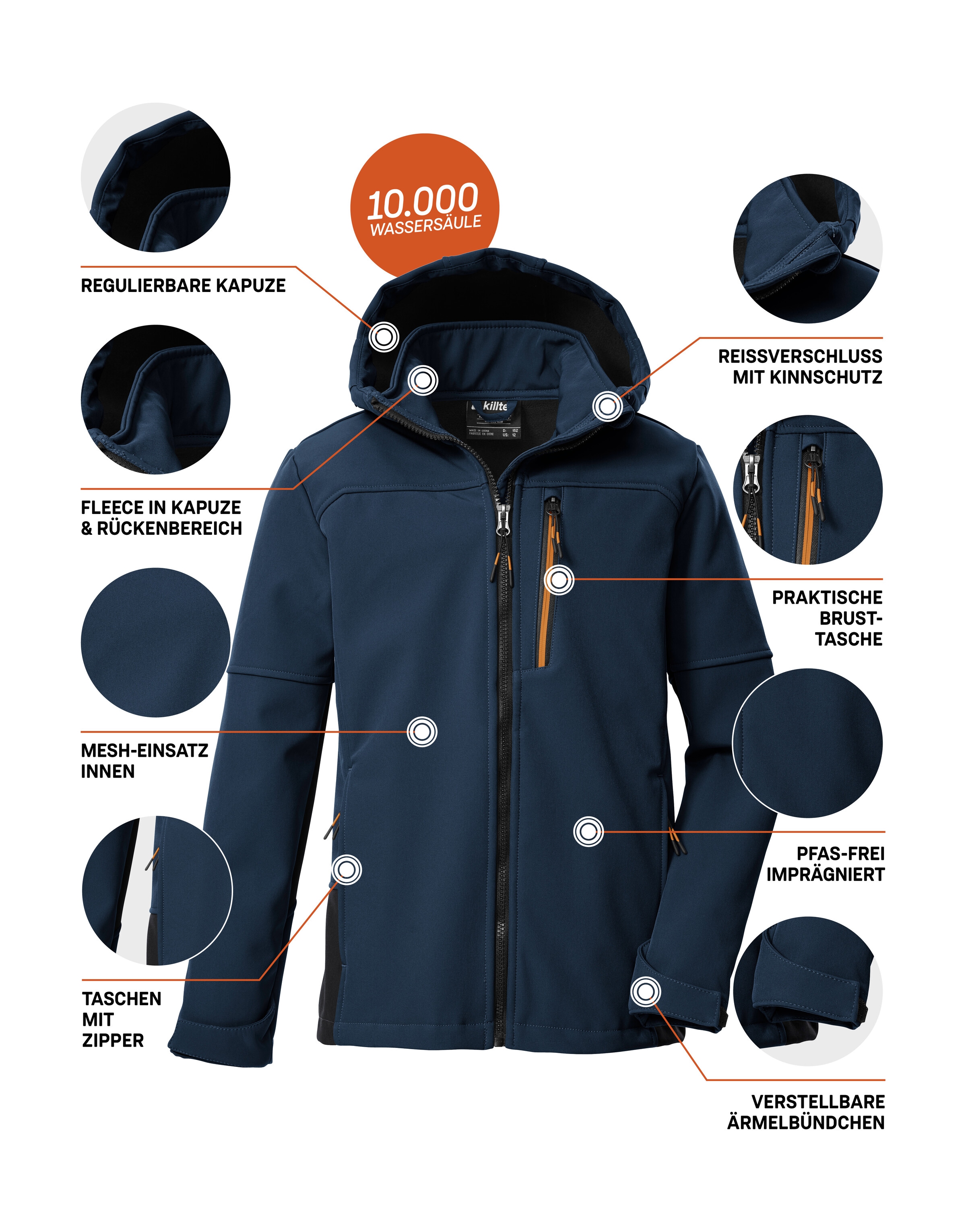 Killtec Softshelljacke »KOW 226 BYS SFTSHLL JCKT« Wind- und wasserabweisende Kinder-Softshelljacke, Fleece, Reflektoren