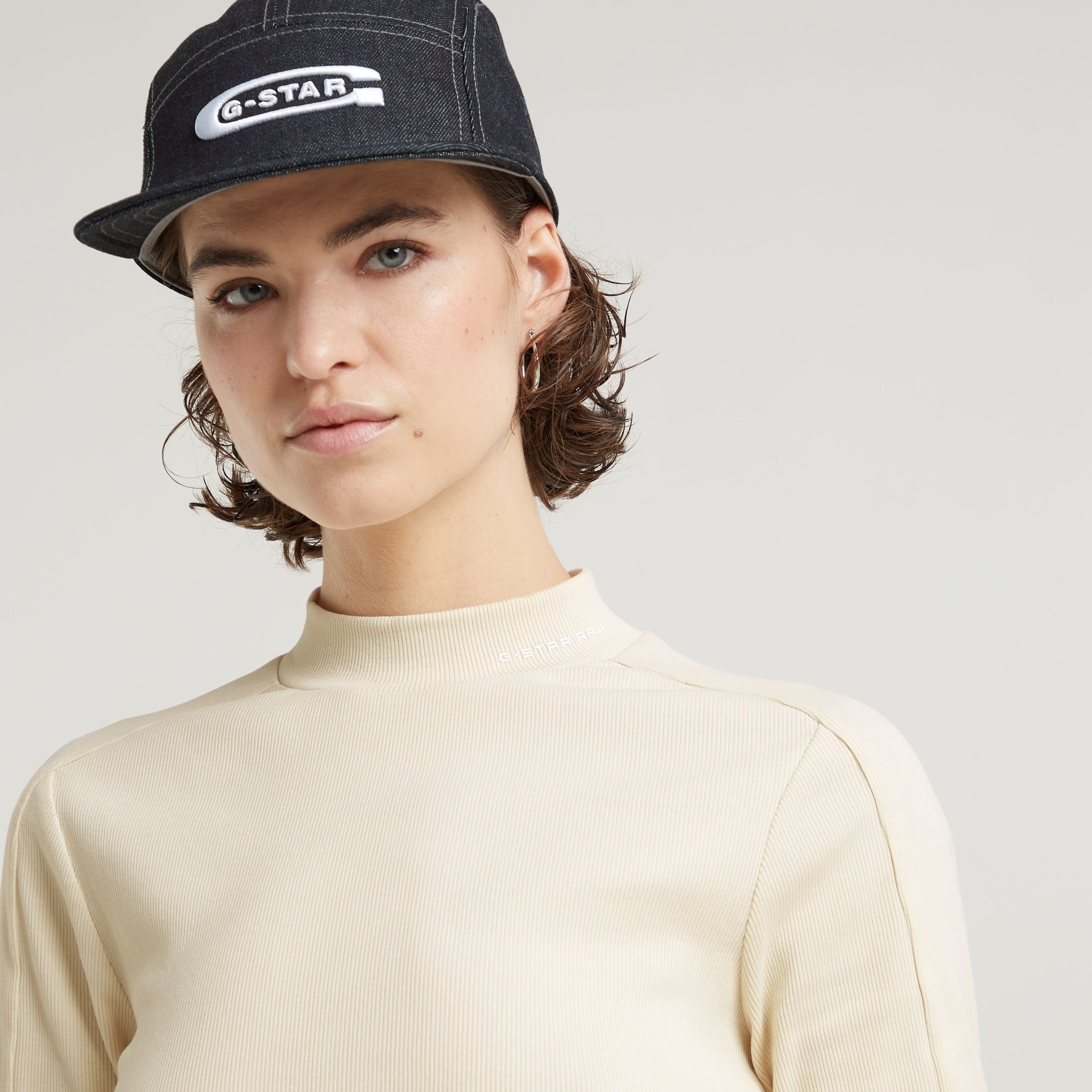 G-STAR Longsleeve »Rib Mock Top«, mit Markenschriftzug am Kragen