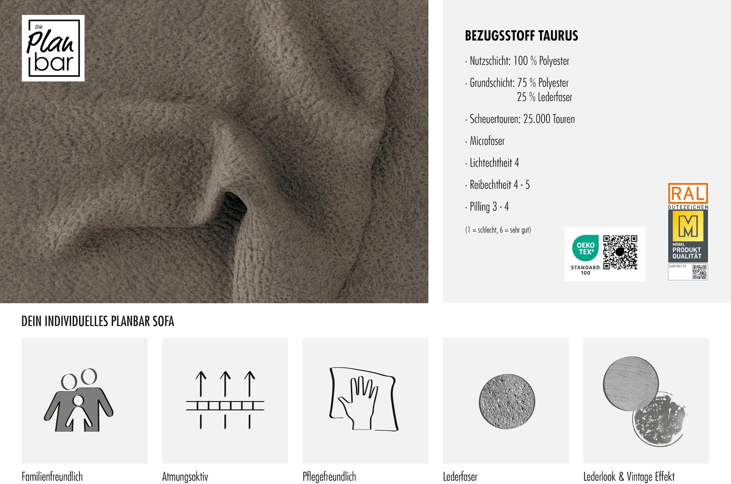Die PlanBar Wohnlandschaft »PP-LA23145 U-Form« inkl. Kopfpolsterverstellung, Federkernpolsterung