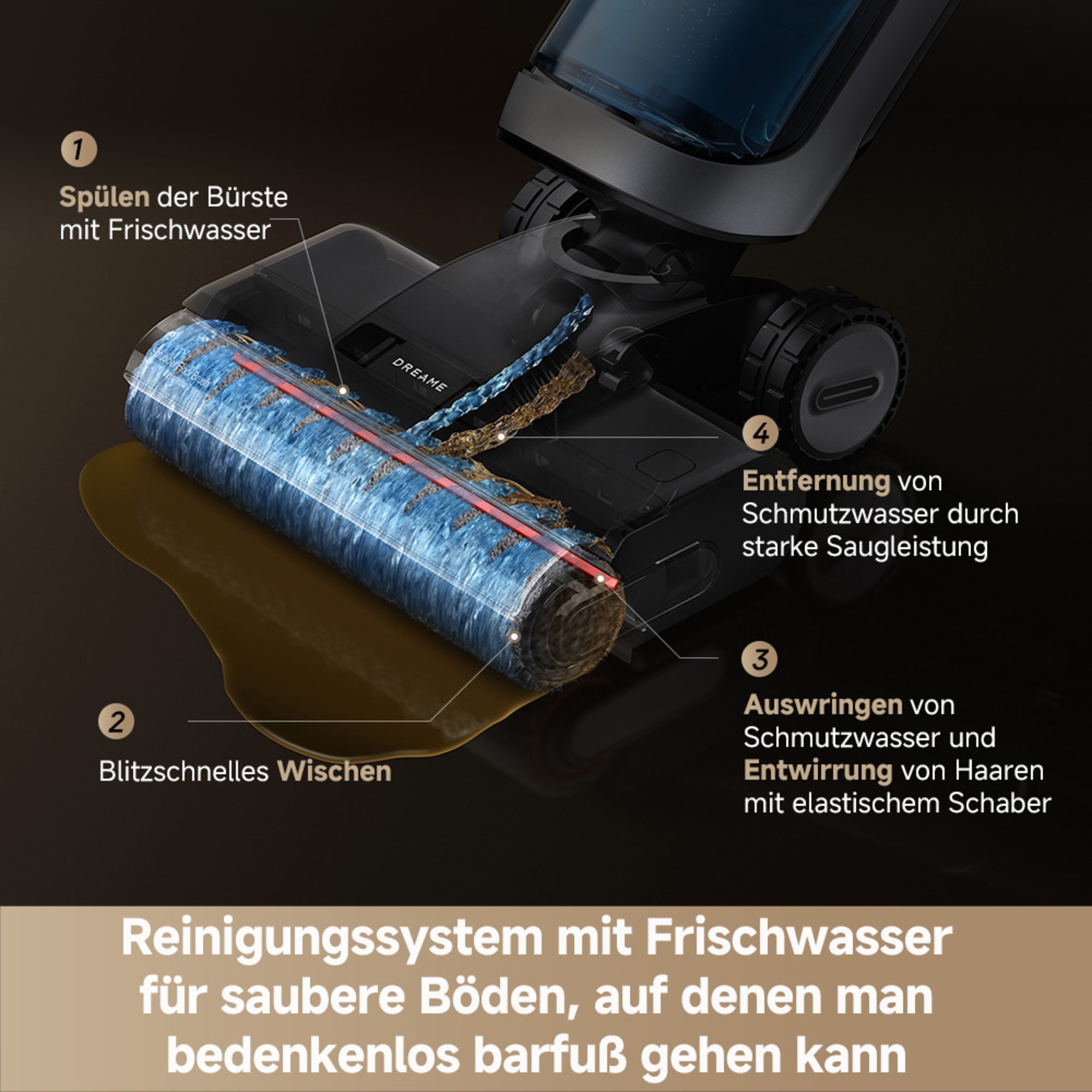 Dreame Nass-Trocken-Sauger »H14 Dual« 380 W, 5-in-1-Multifunktionssauger, dreifache Kantenreinigung