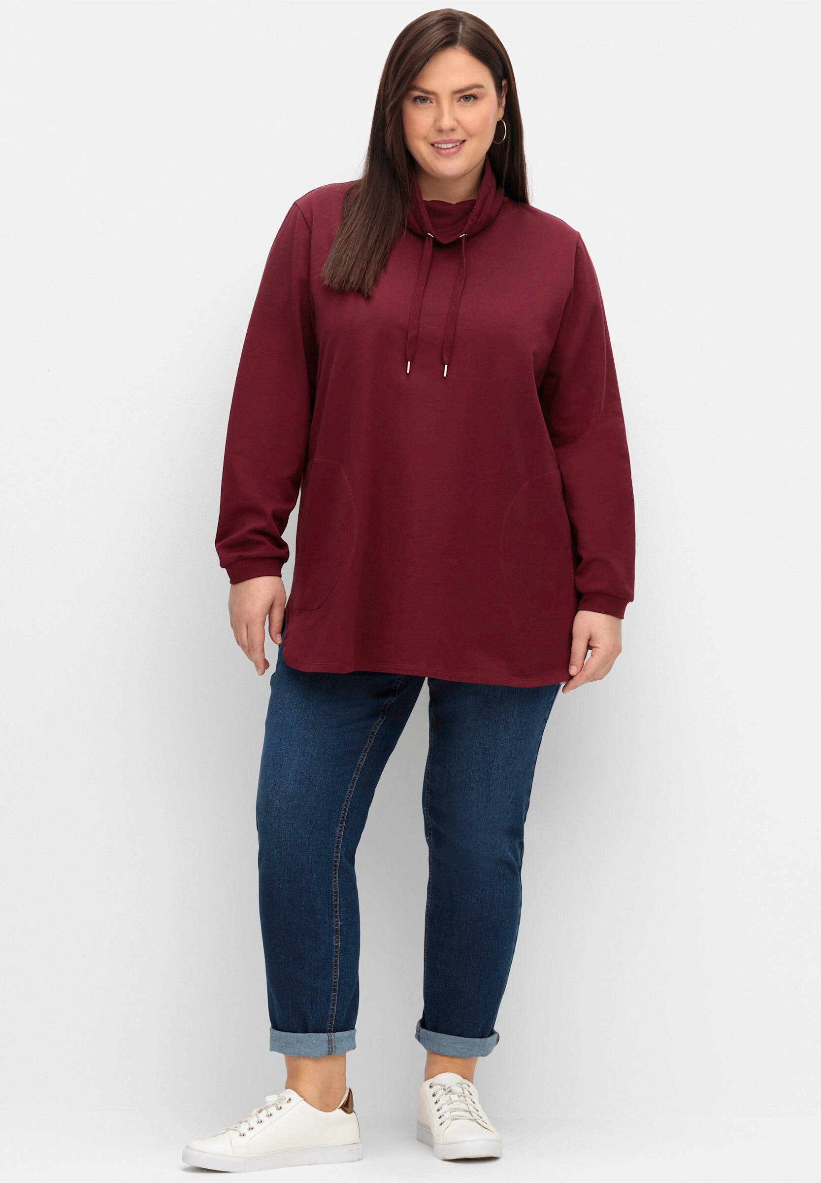 Sheego Sweatshirt »Sweatshirt Sweatshirt mit weitem Stehkragen«
