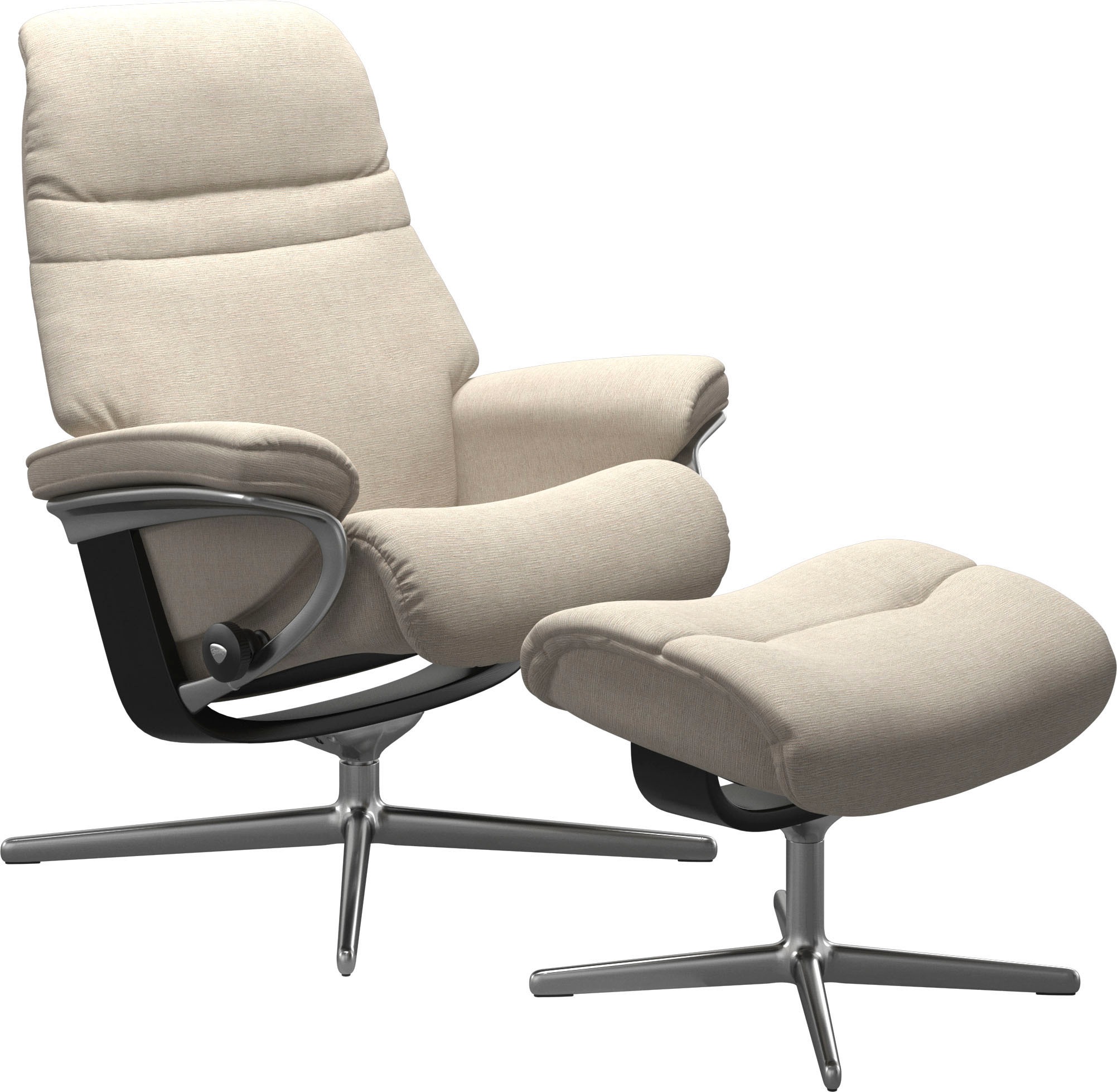 Stressless® Relaxsessel »Sunrise«, (Set, Relaxsessel mit Hocker), mit Hocker, mit Cross Base, Größe S, M & L, Holzakzent Schwarz
