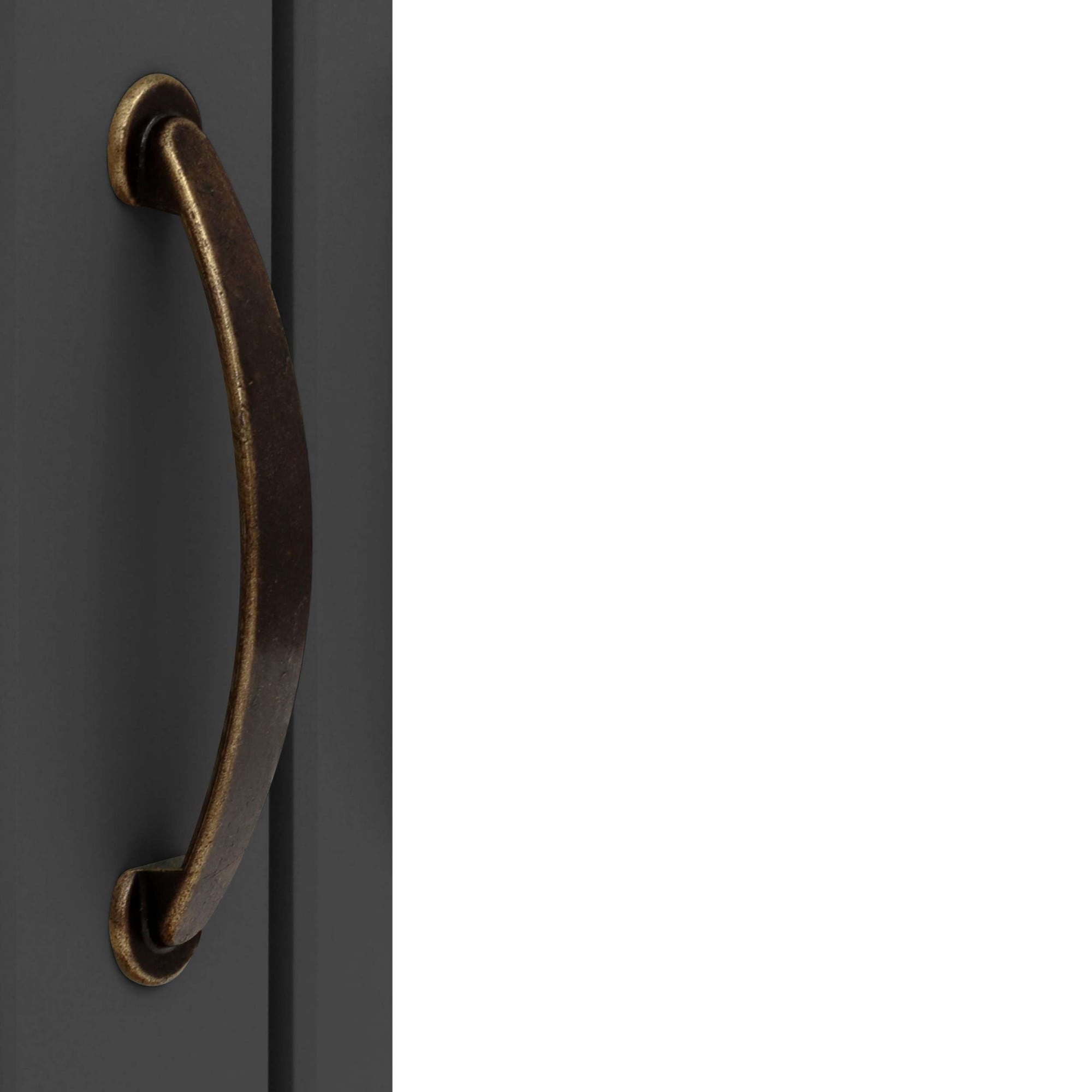 Home affaire Vitrine »Selma Highboard«, aus massivem Kiefernholz, mit Griffen aus antikisiertem Metall