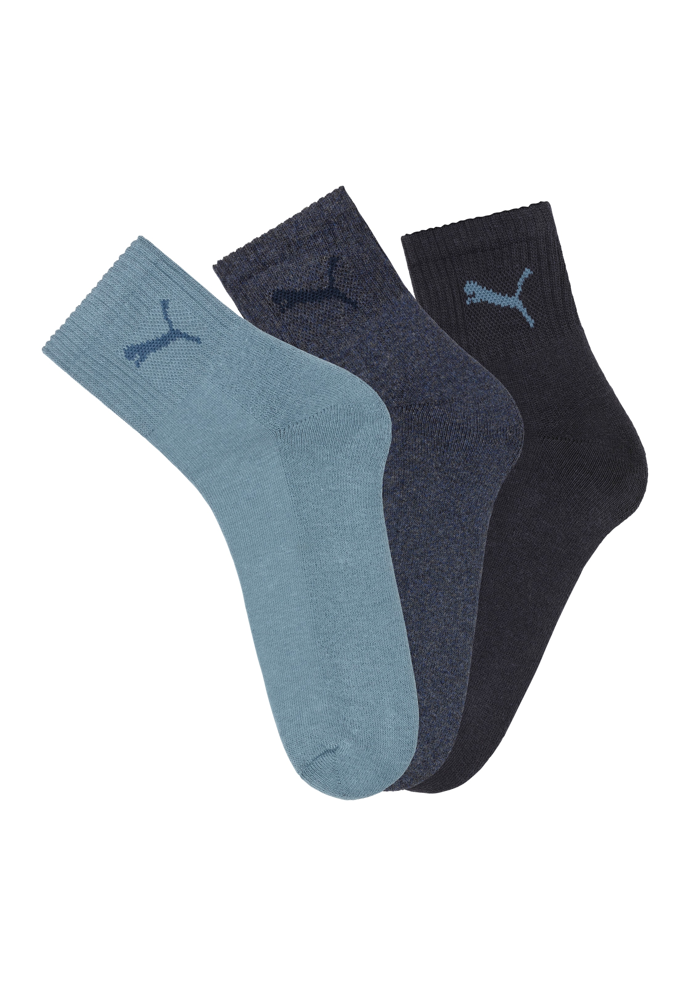 PUMA Sportsocken »short crew«, (3 Paar), mit klassischer Rippe