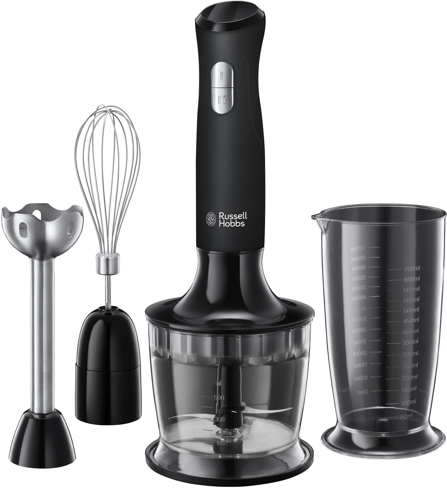 RUSSELL HOBBS Stabmixer »3-in-1, Matte Black 24702-56«, 500 W, Mixen, Pürieren, Zerkleinern und Verquirlen