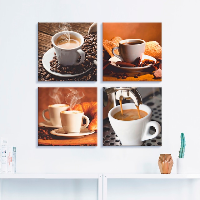 Artland Leinwandbild »Kaffee Bilder«, Getränke, (4 St.), 4er Set, verschiedene  Größen auf Rechnung bestellen