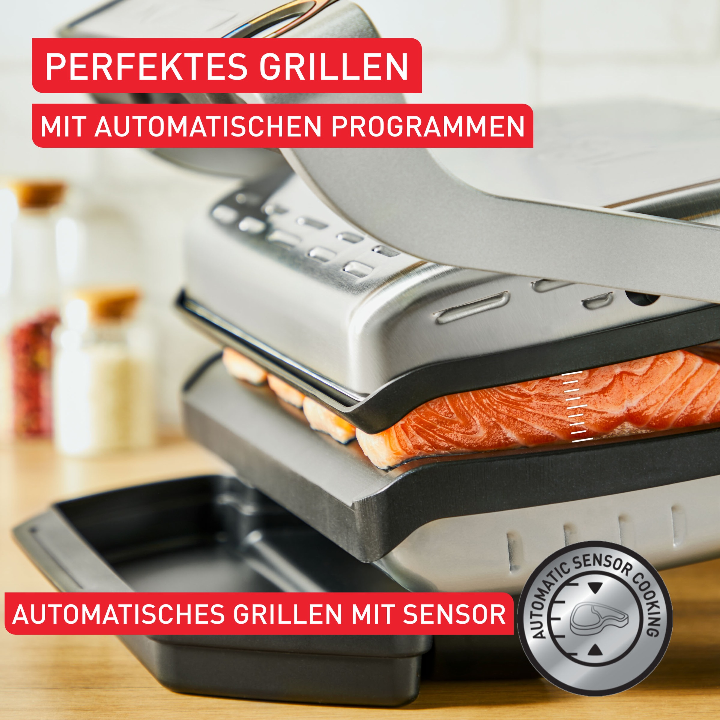 Tefal Backblech »XA7298 OptiGrill«, Aluminium, (Set), Plancha-Platten XL, für empfindliche Zutaten, antihaftb. Alu-Druckguss