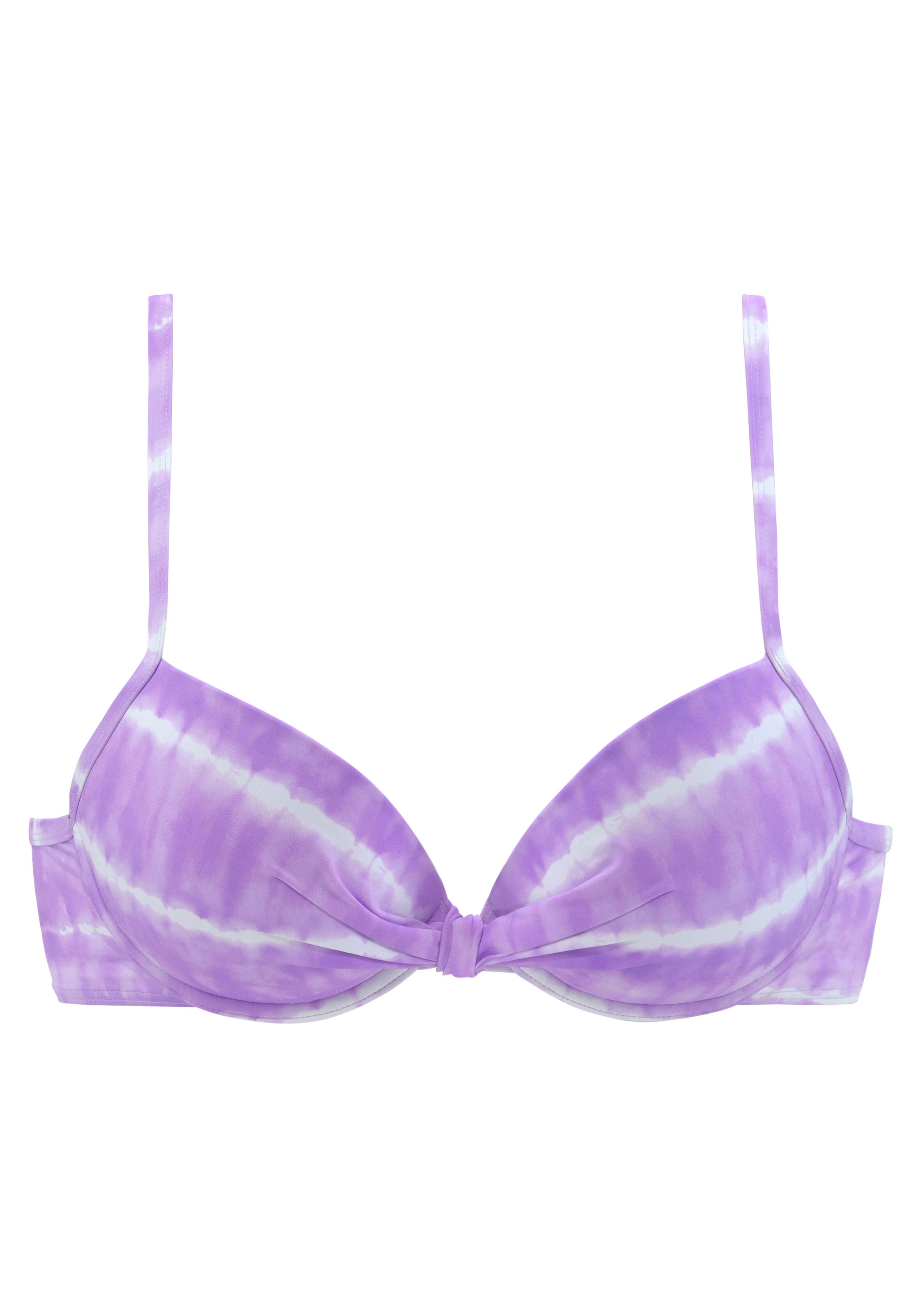 s.Oliver, Damen, »Enja« mit wattierten Cups und Batikdruck, lila-weiß, Cup C, 40 - Cup C, lila-weiß, Bedruckt – jedes Teil ein Unikat