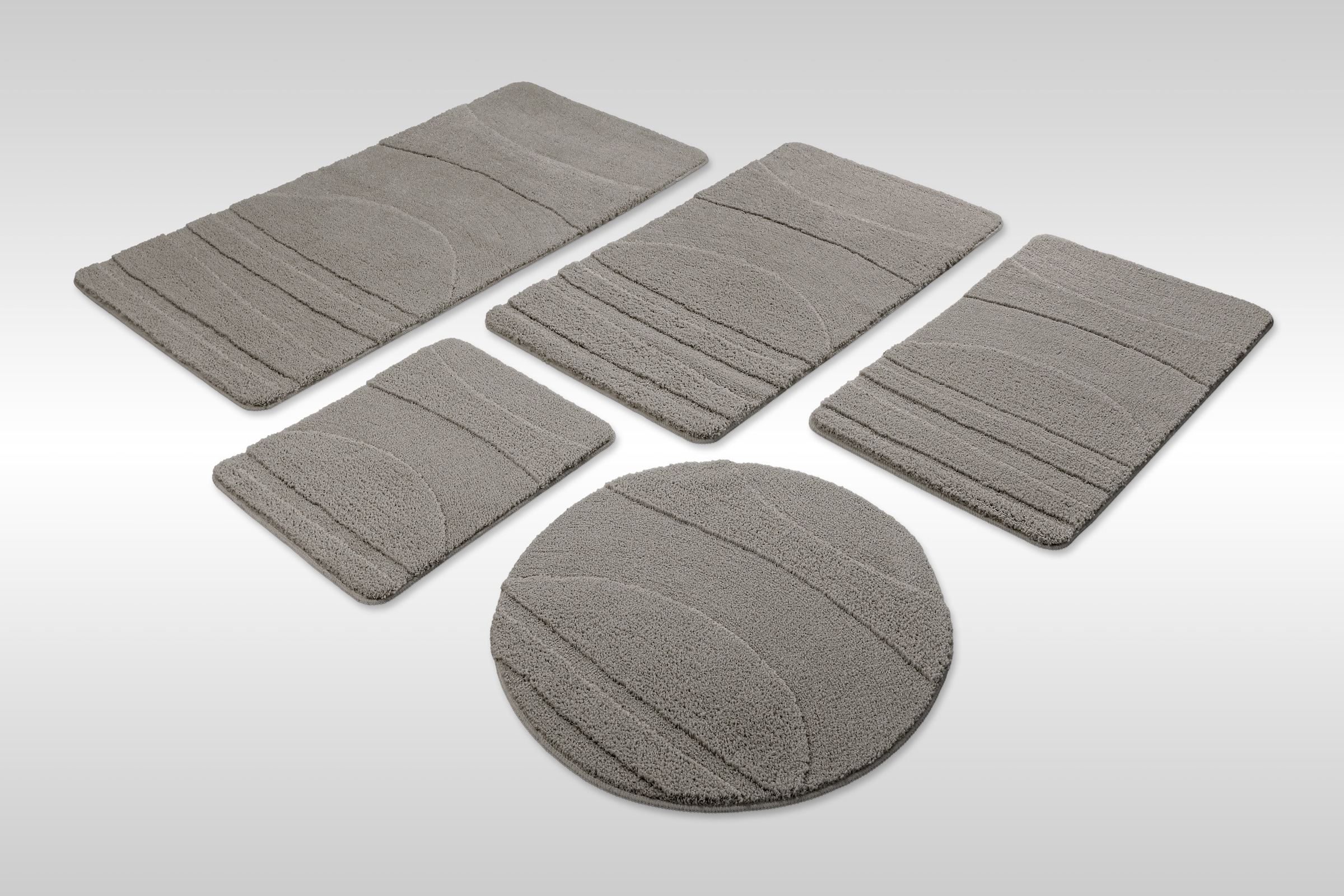 Wecon home Badematte »Marc« Höhe 25 mm rutschhemmend beschichtet schnell trocknend Badteppich, Hoch-Tief-Linien, weich, rutschhemmend, waschbar, getuftet