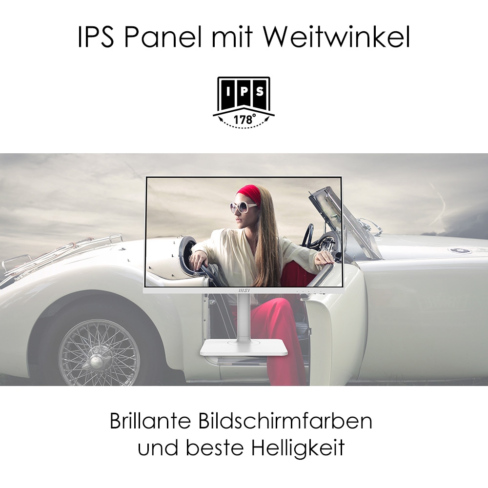 MSI LED-Monitor »Modern MD241PW«, 60 cm/24 Zoll, 1920 x 1080 px, Full HD, 5 ms Reaktionszeit, 75 Hz, 3 Jahre Herstellergarantie, höhenverstellbar, USB-C