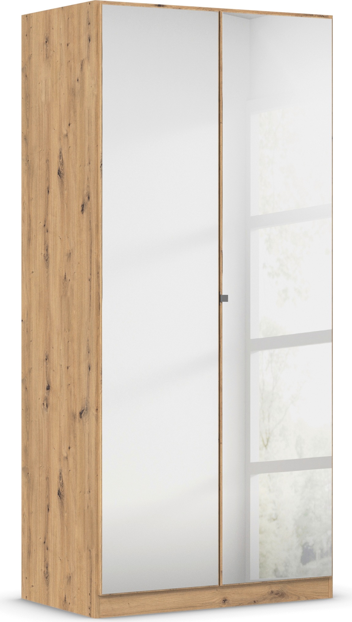 rauch Drehtürenschrank »Reflect«, mit Spiegelfront, inkl. praktischer Inneneinteilung und Stoffboxen-Set