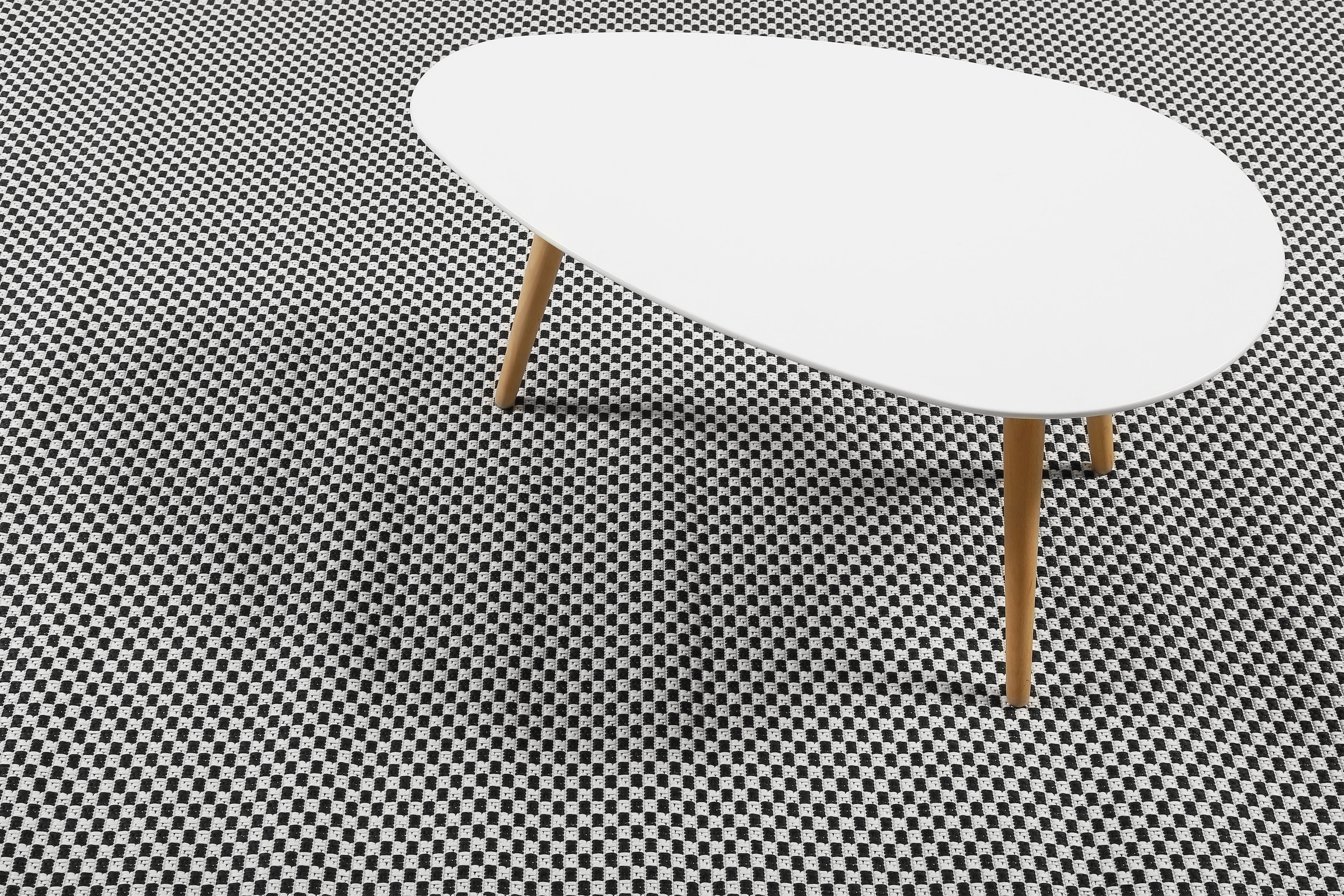Esprit Outdoorteppich »Raccoon,  ESP-22557«, rechteckig, 4 mm Höhe, Läufer, wetterfest,schwarz weiß kariert, ideal für Balkon, Terrasse