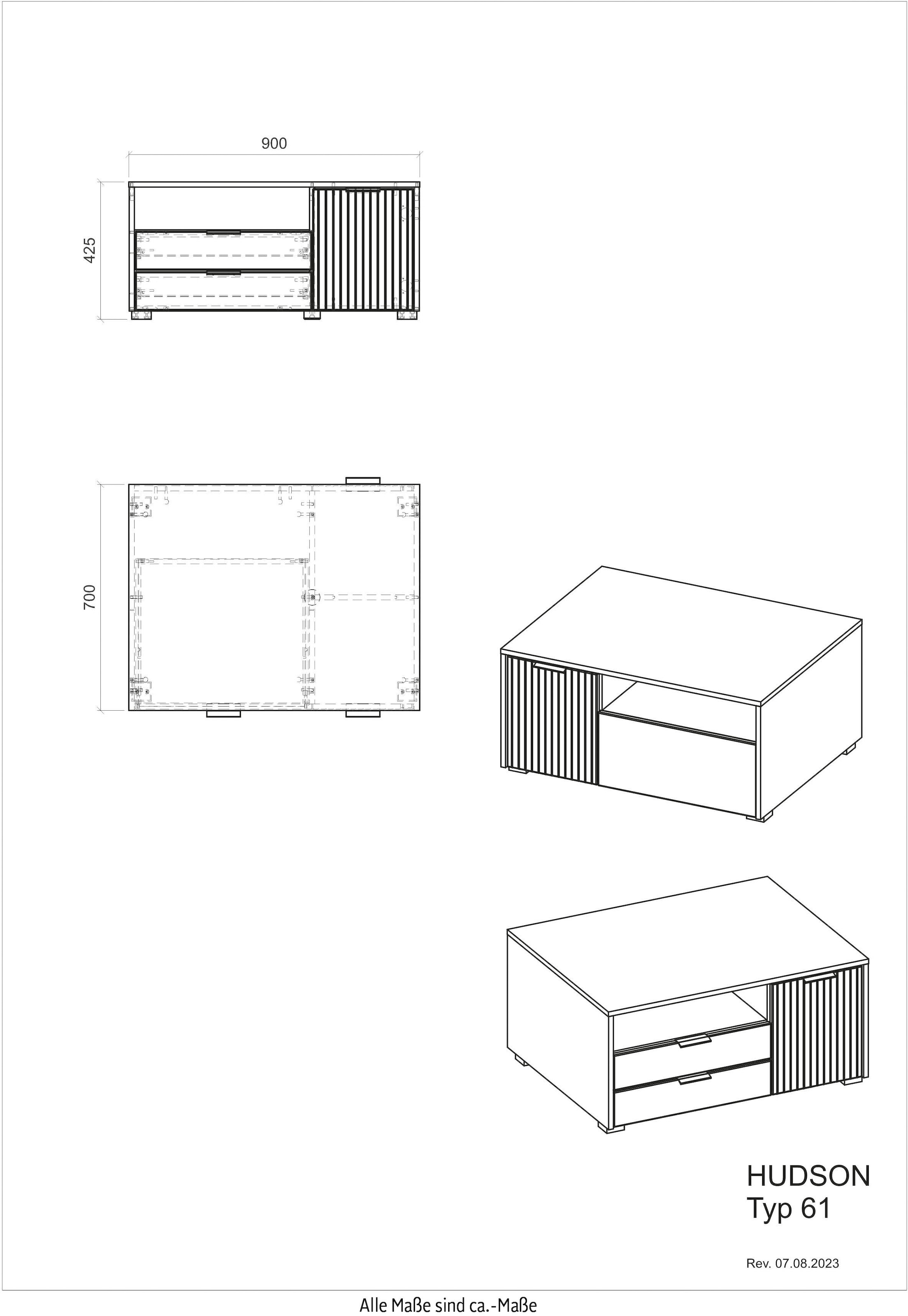 INOSIGN Couchtisch »Hudson«, in moderner Trendfarbe, Griffe aus Metall (Schwarz), Breite 90 cm