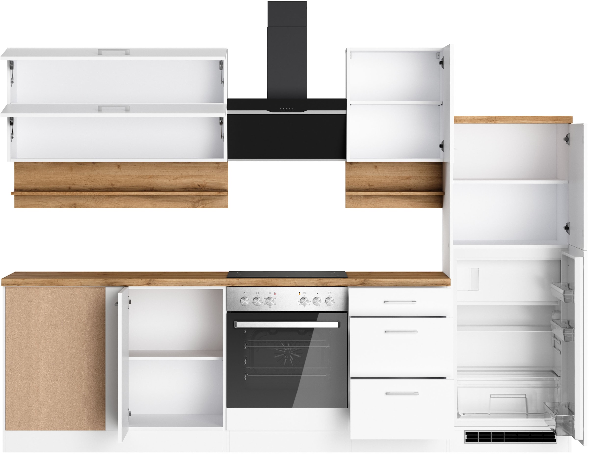 KOCHSTATION Winkelküche »KS-Milan« Stellbreite 280/220 cm, viel Stauraum, wahlweise mit E-Geräten