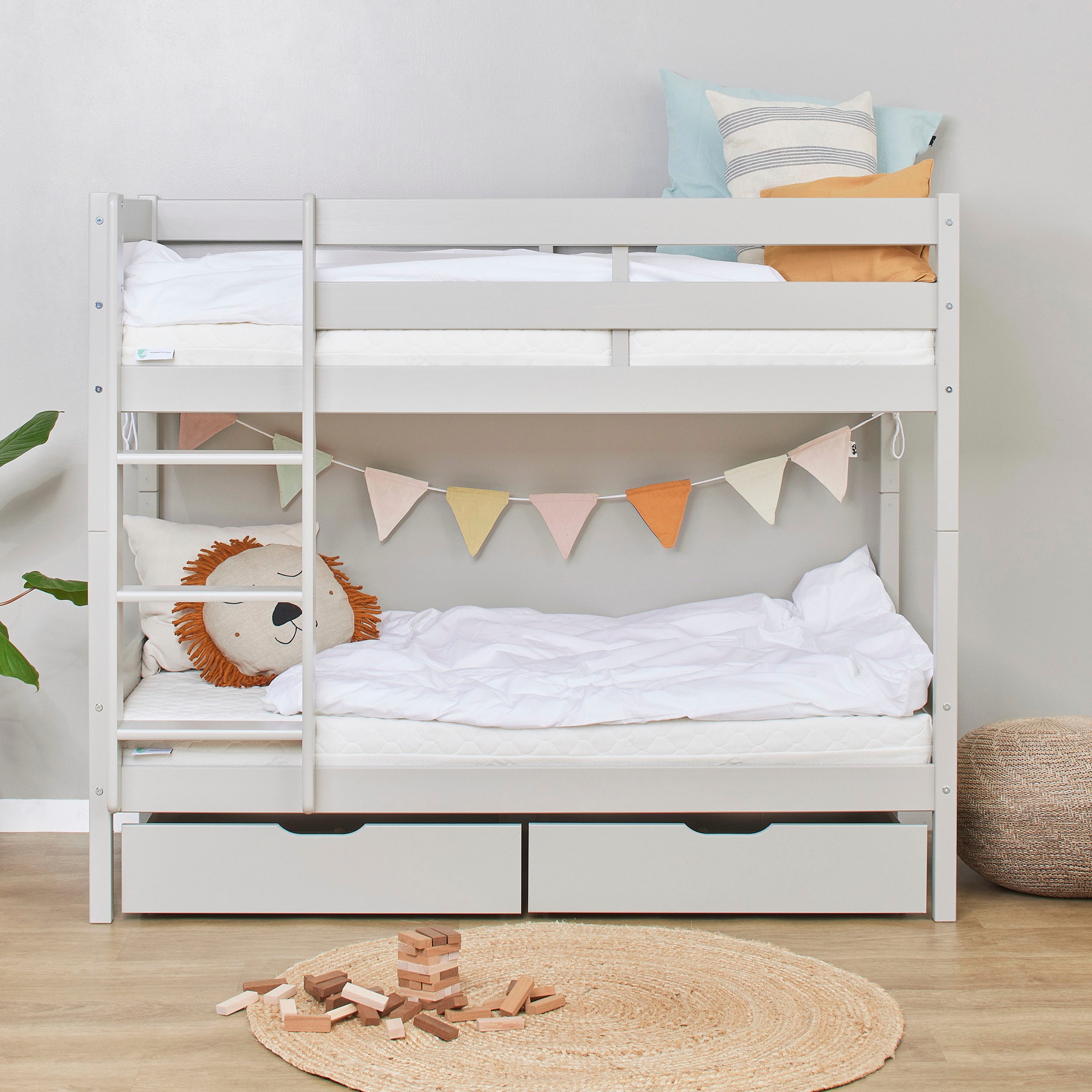 Hoppekids Etagenbett »ECO Comfort Kinderbett 90x200 oder 70x160 aus Massivholz in 4 Farben«, TÜV, FSC und Nordisches Umweltzeichen – wahlweise mit Matratzen