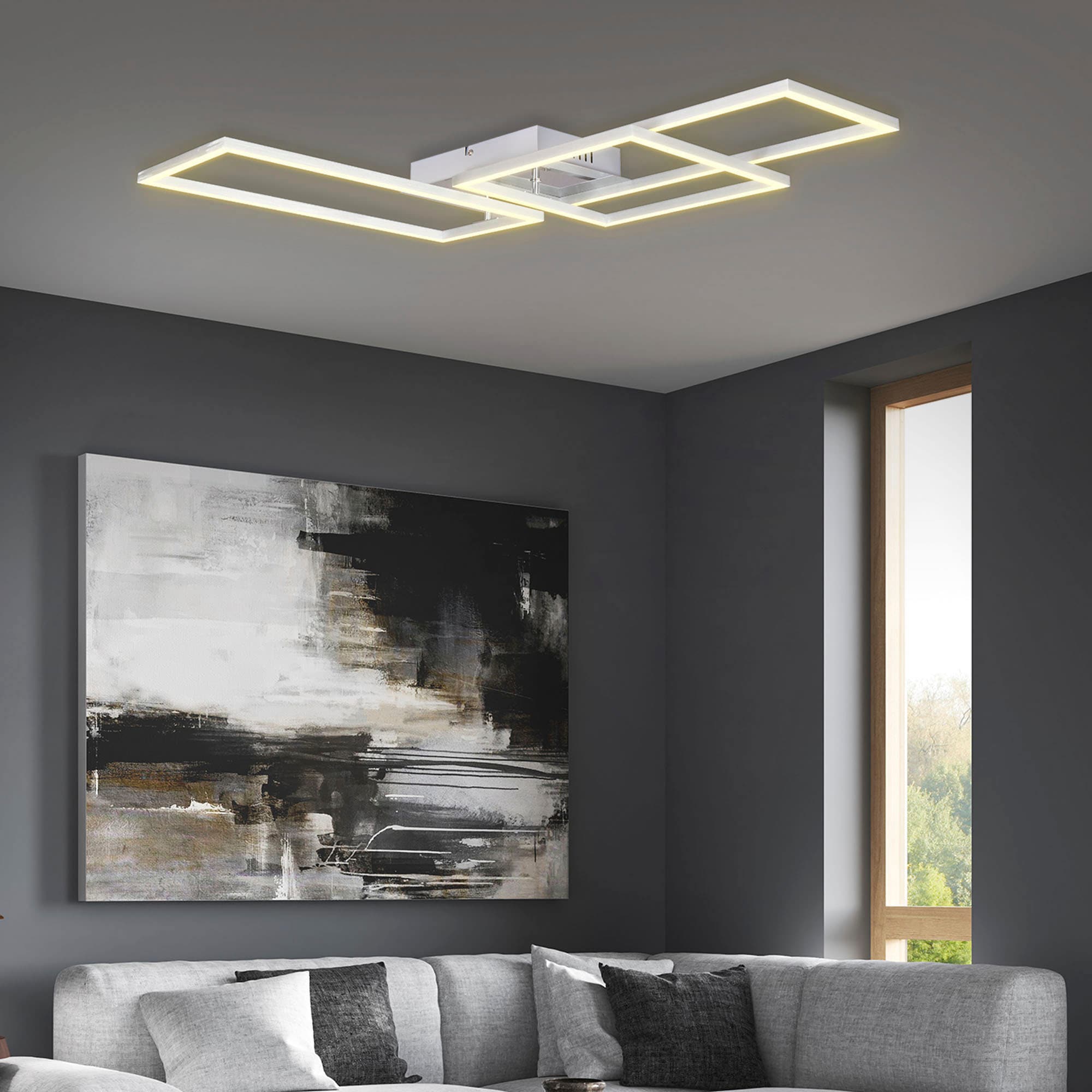 B.K.Licht LED Deckenleuchte mit Fernbedienung in gebürsteter Alu-Optik, LED-Platine 40 Watt, 4.000lm, 3.000 - 6.500K einstellbar, inkl. Nachtlicht, Timer