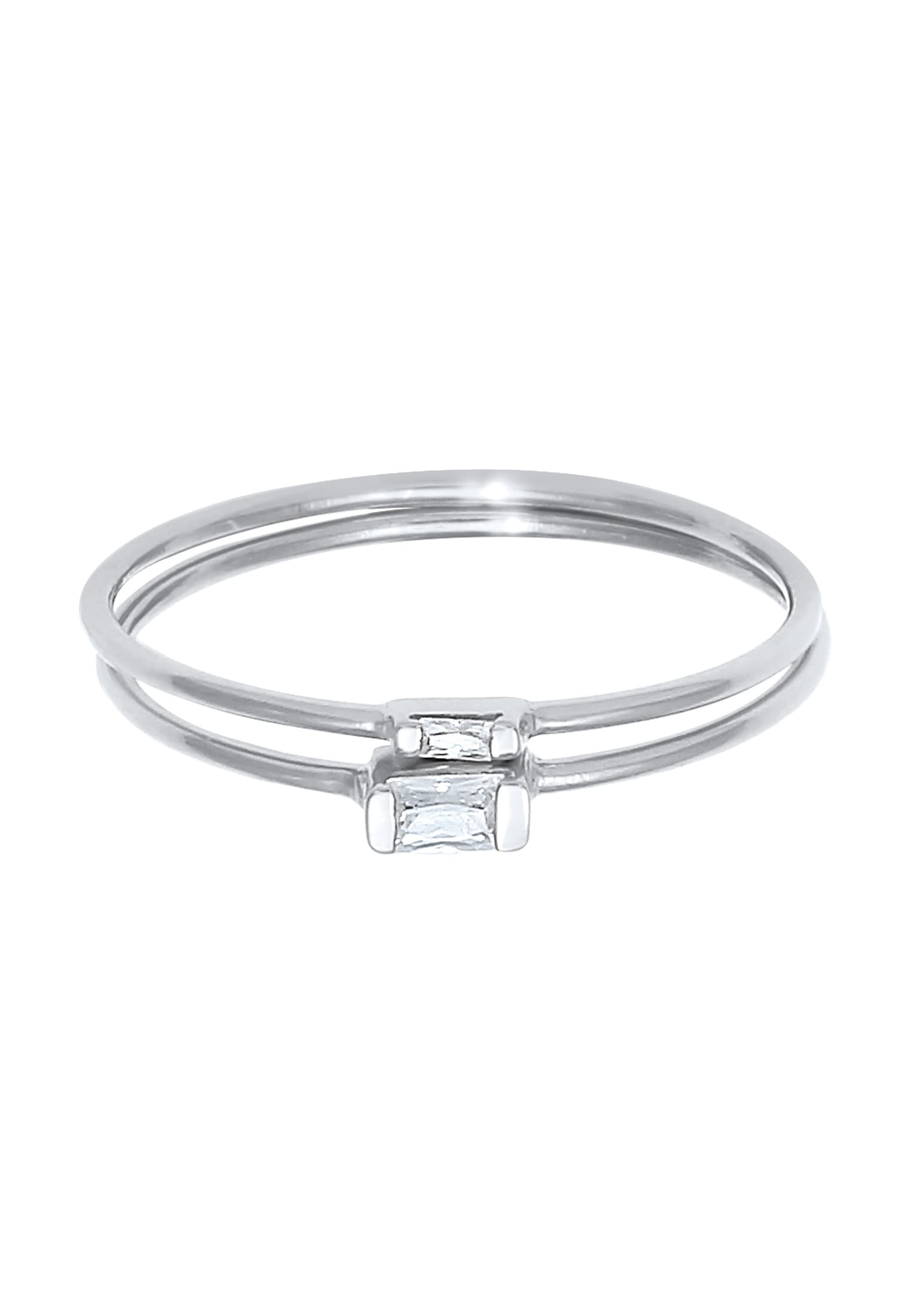 Elli Ring-Set »Ring Stapelringe Zirkonia Rechteck (2 tlg) 925 Silber«