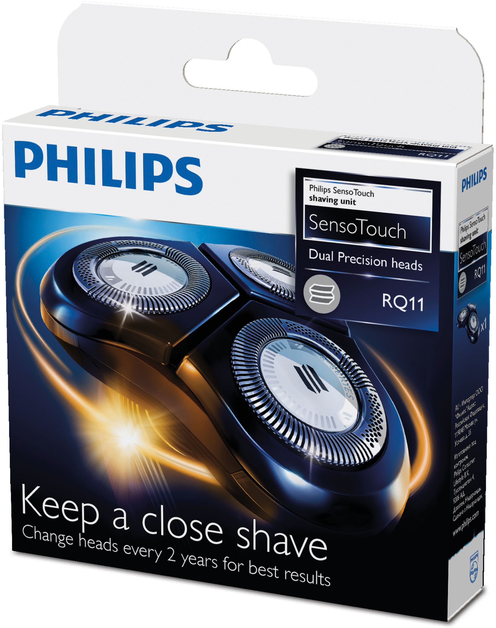 2D-System SensoTouch für SkinGlide, SensoTouch GyroFlex Jahren Garantie dem mit passend und mit »Shaver RQ11/50«, series Philips 7000 Ersatzscherköpfe 3 2D XXL