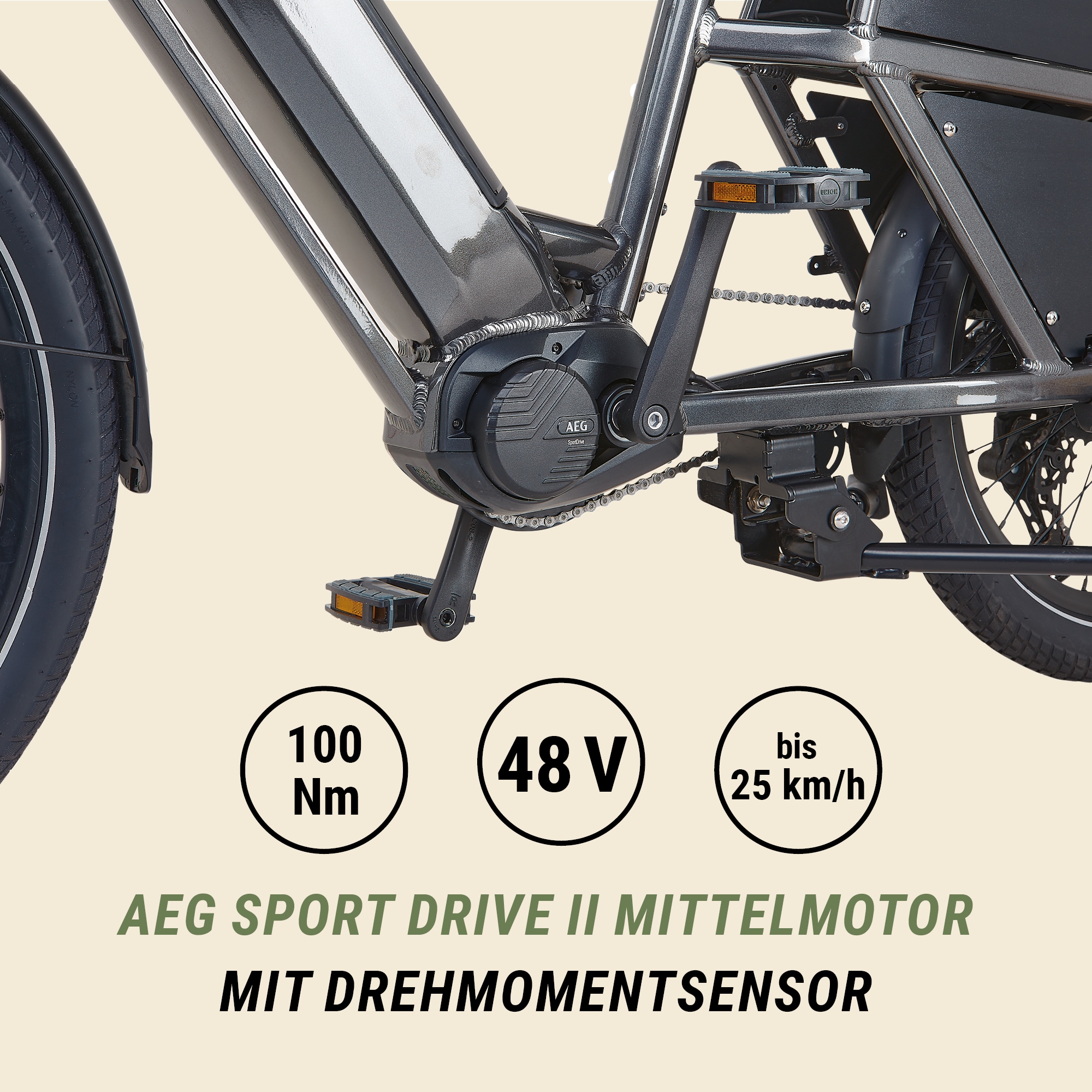 Prophete »Longtail - Urbanicer 4.0 inkl. 2 Sitzpolster« 9 Gang Shimano Cues Schaltwerk Kettenschaltung Mittelmotor 250 W 10 Jahre Garantie auf den Rahmen, Heck-Gepäckträger bis 80kg Zuladung
