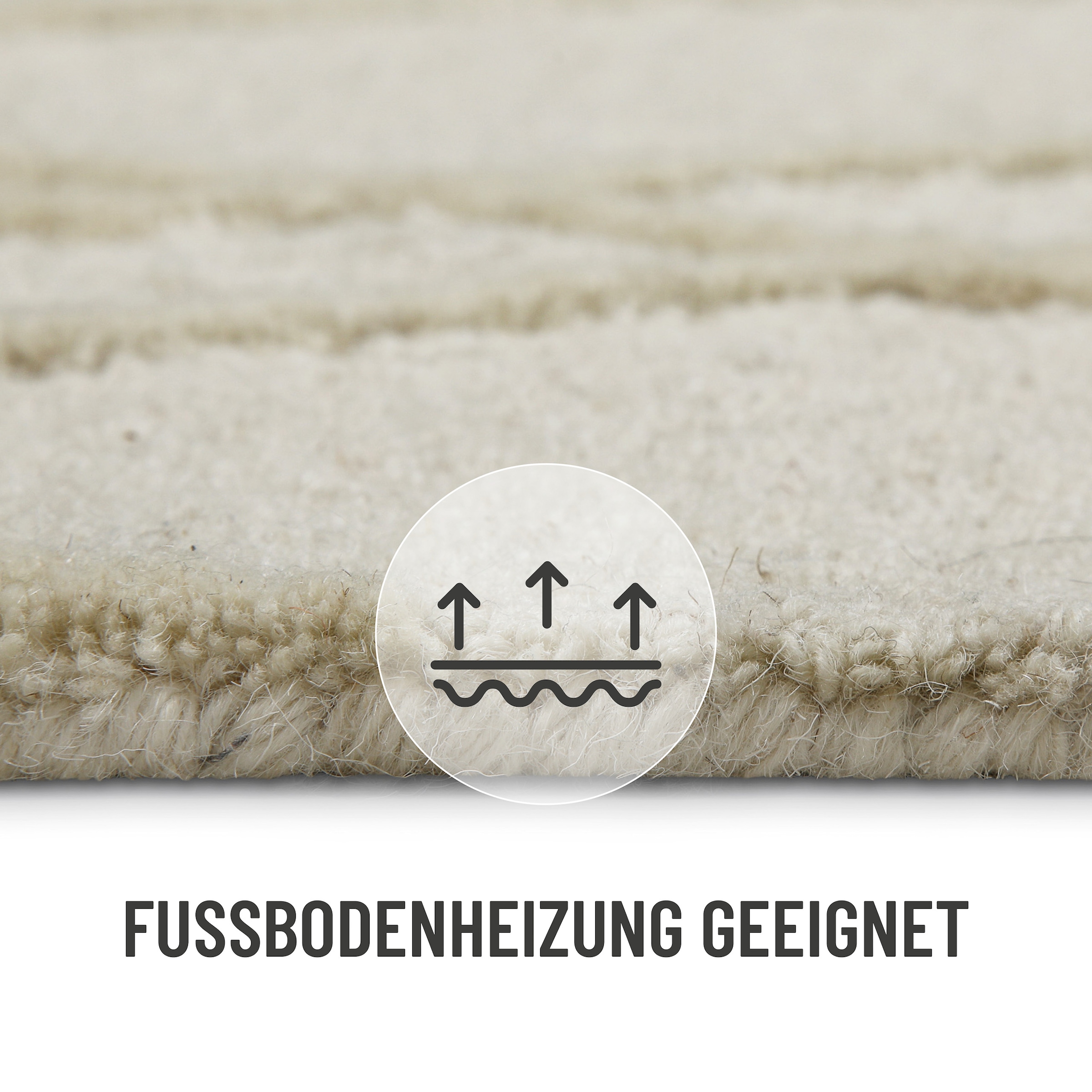 Wecon home Wollteppich »Hamptons TWENTYTHREE«, rechteckig, 15 mm Höhe, Läufer, Schurwolle, Kurzflor, Wohnzimmer, Schlafzimmer, Wellen