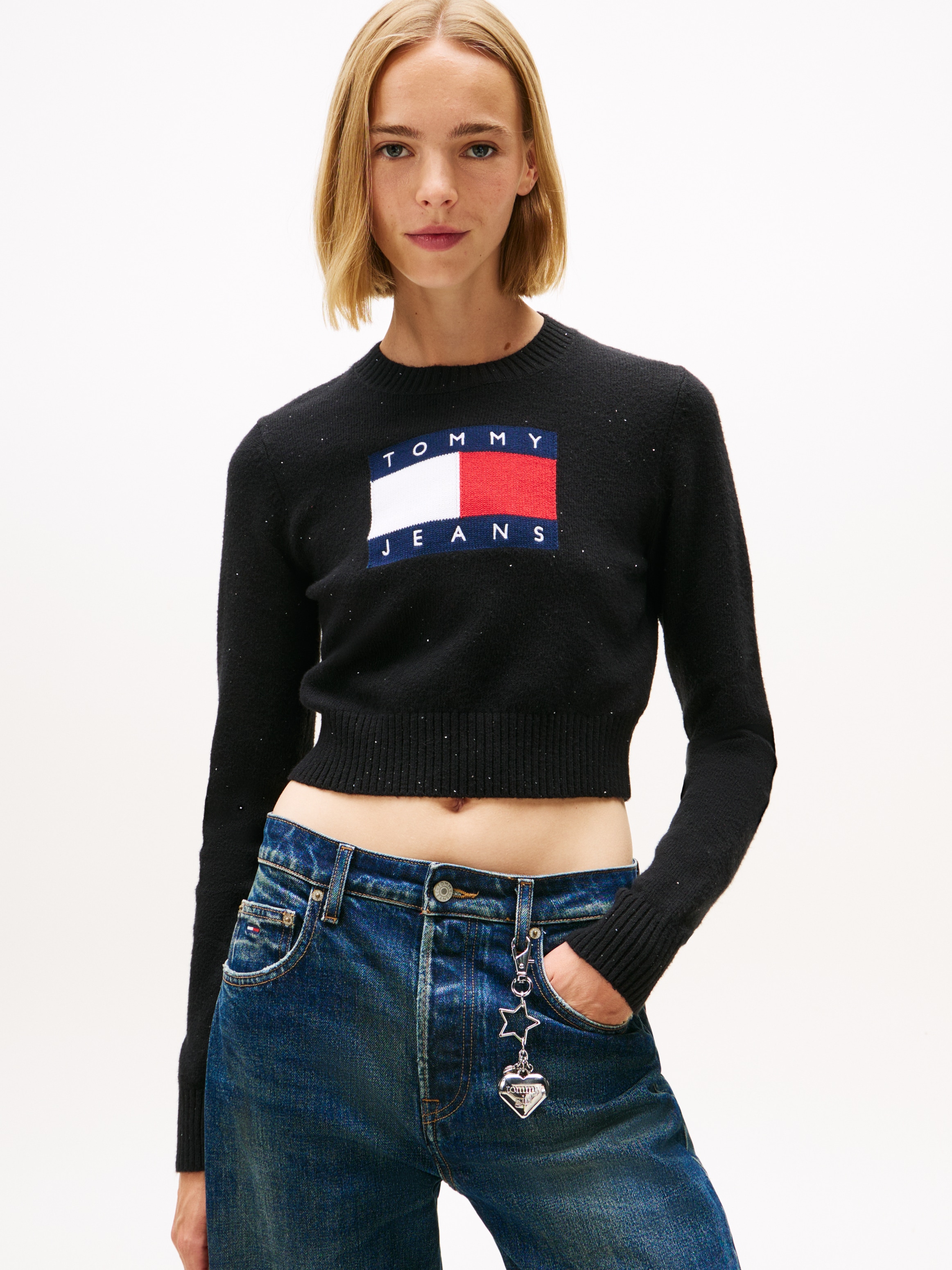 Tommy Jeans Strickpullover »TJW SPARKLE FLAG SWEATER EXT«