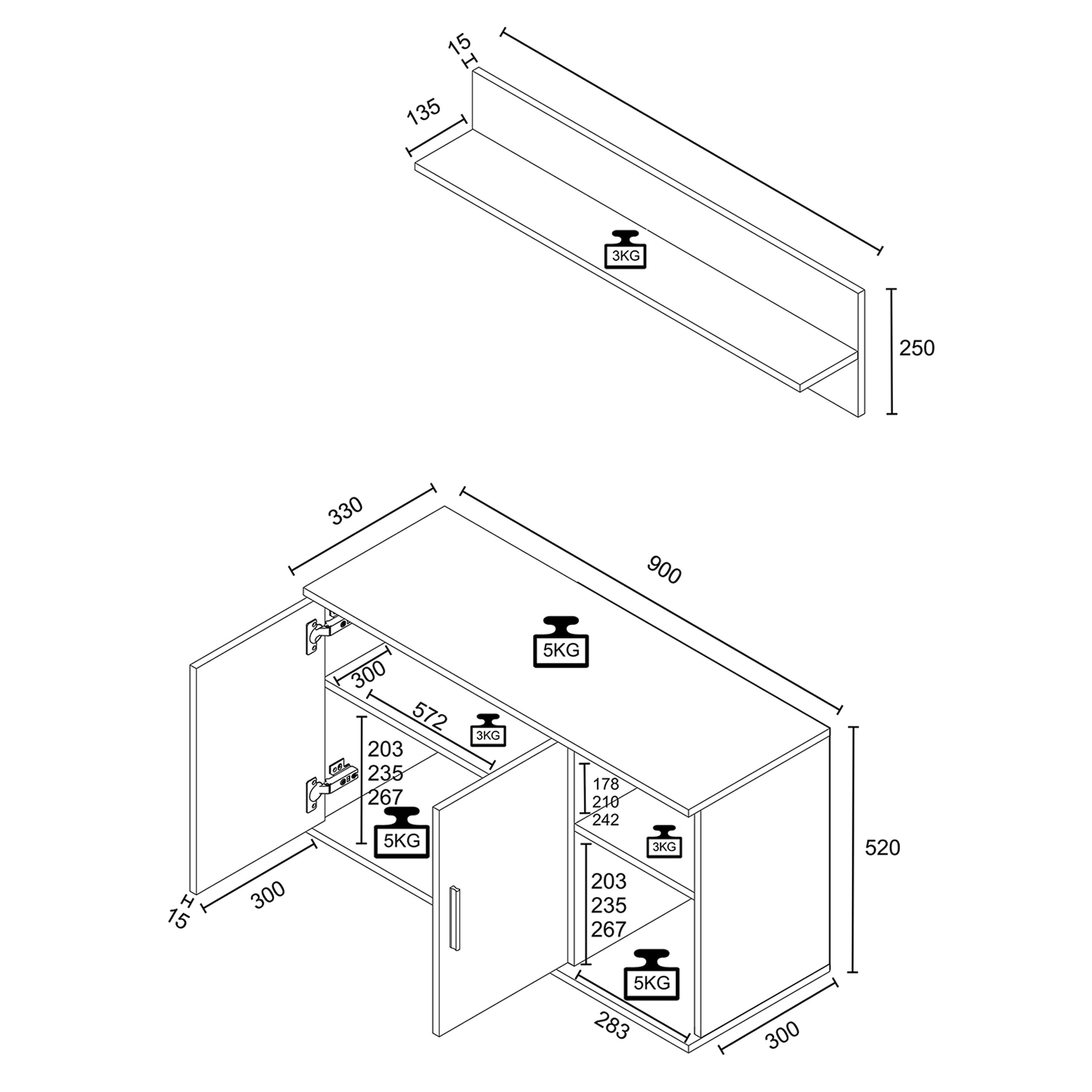 VCM Garderobenschrank »Diele Garderoben Set Schuhschrank Sitzbank Gados L« 2 Stk. tlg.