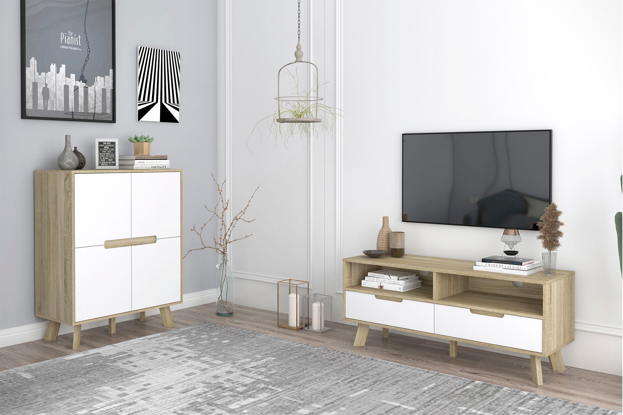 Möbilia Lowboard »Delea« Kommode mit 2 Kabeldurchführungen