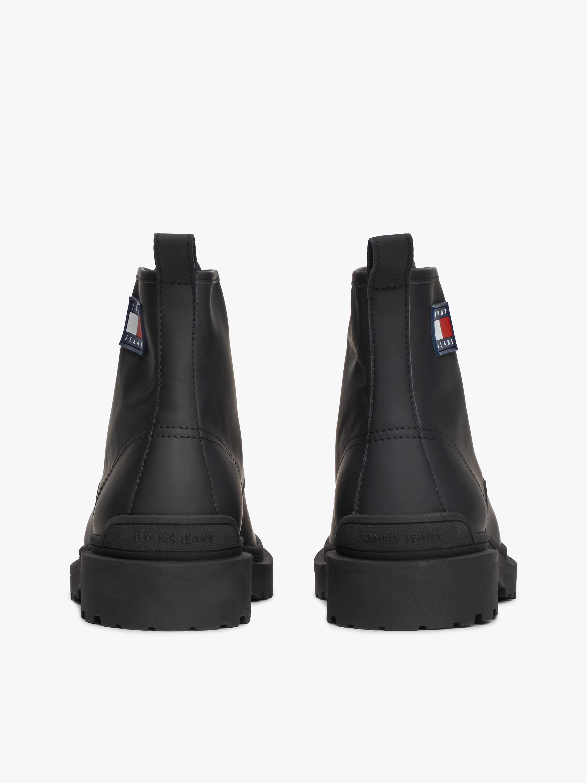 Tommy Jeans Schnürboots »TJM LEATHER LACE UP BOOT«, Blockabsatz, Schnürstiefelette mit seitlicher Logoflag