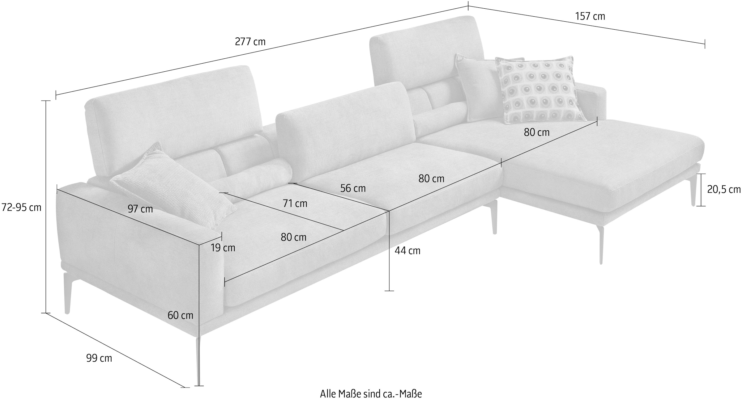 Egoitaliano Ecksofa »Masu, Design trifft sensationellen Sitzkomfort« inkl. 2 Kissenrollen, Rückenelemente manuell verstellbar, Metallfüße