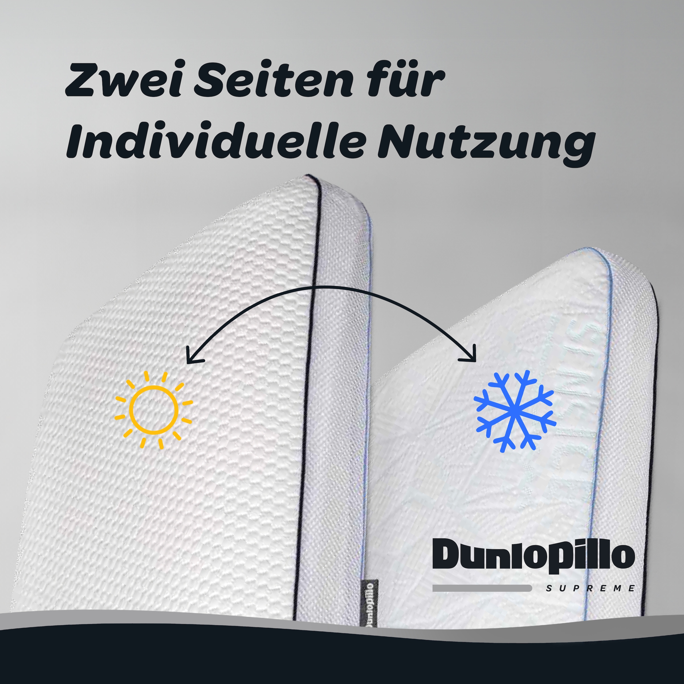 Dunlopillo Nackenstützkissen »Clima Flex, NEUHEIT mit kühlender & wärmender Seite« 1 Stk. tlg. in Größe 60 x 50 x 15 cm, Individuell anpassbar: mit drei Einlagen