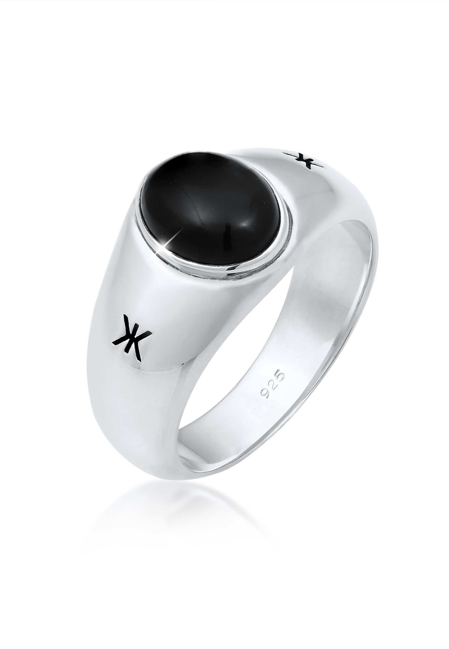 Kuzzoi Siegelring »Ring Herren Siegelring Onyx Klassik Logo 925 Silber«