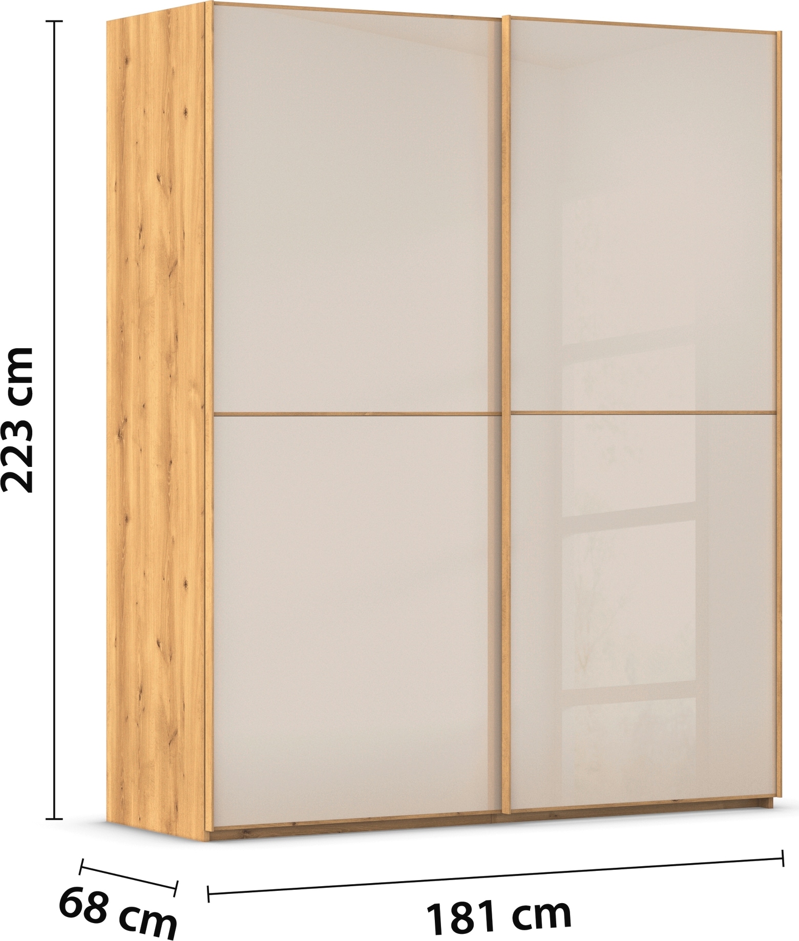 rauch Schwebetürenschrank »Kleiderschrank Schrank Garderobe Schlafzimmerschrank SCALE-DUO« edle zweigeteilte Türen Glas-Front mit 3 Zierleisten MADE IN GERMANY