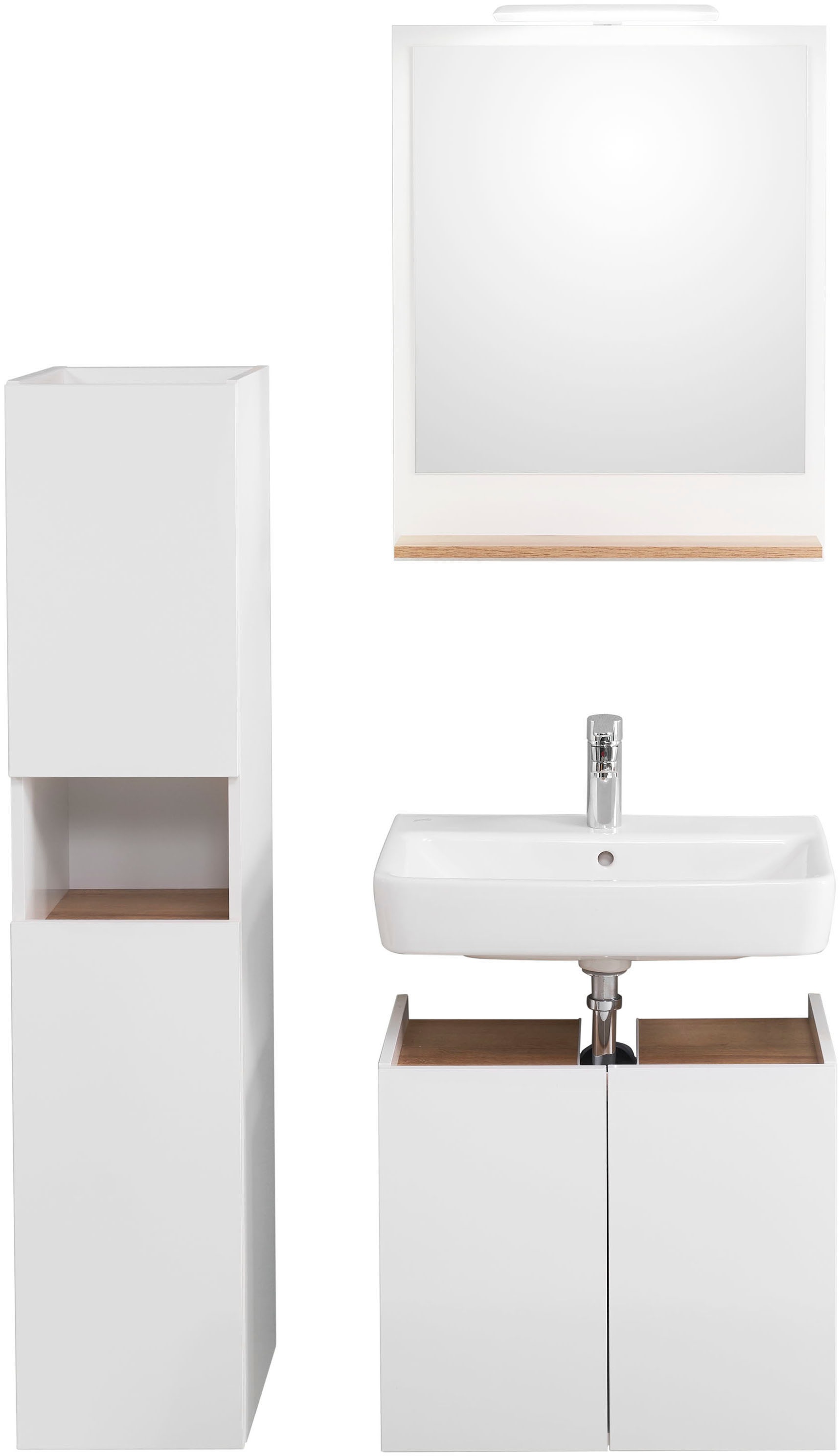 Saphir Badmöbel-Set »Quickset 947 3-teilig, Waschbeckenunterschrank mit Spiegel« 4 Stk. tlg.