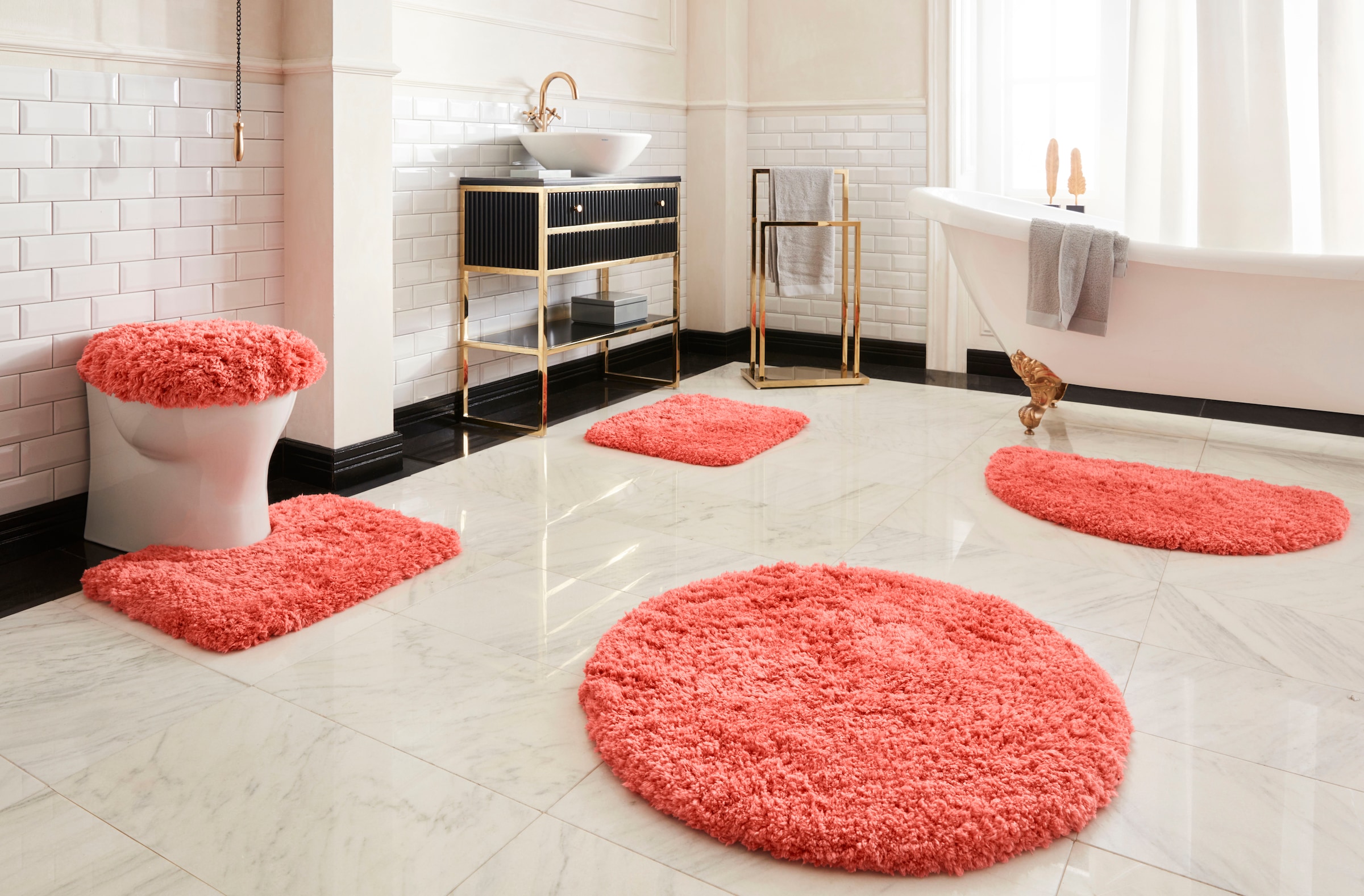 Guido Maria Kretschmer Home&Living Badematte »Micro exclusiv, Badvorleger, Badezimmer Teppich«, rutschhemmend beschichtet, strapazierfähig-schnell trocknend-fußbodenheizungsgeeignet, Badteppich, Badematten auch als 3 teiliges Set & rund erhältlich