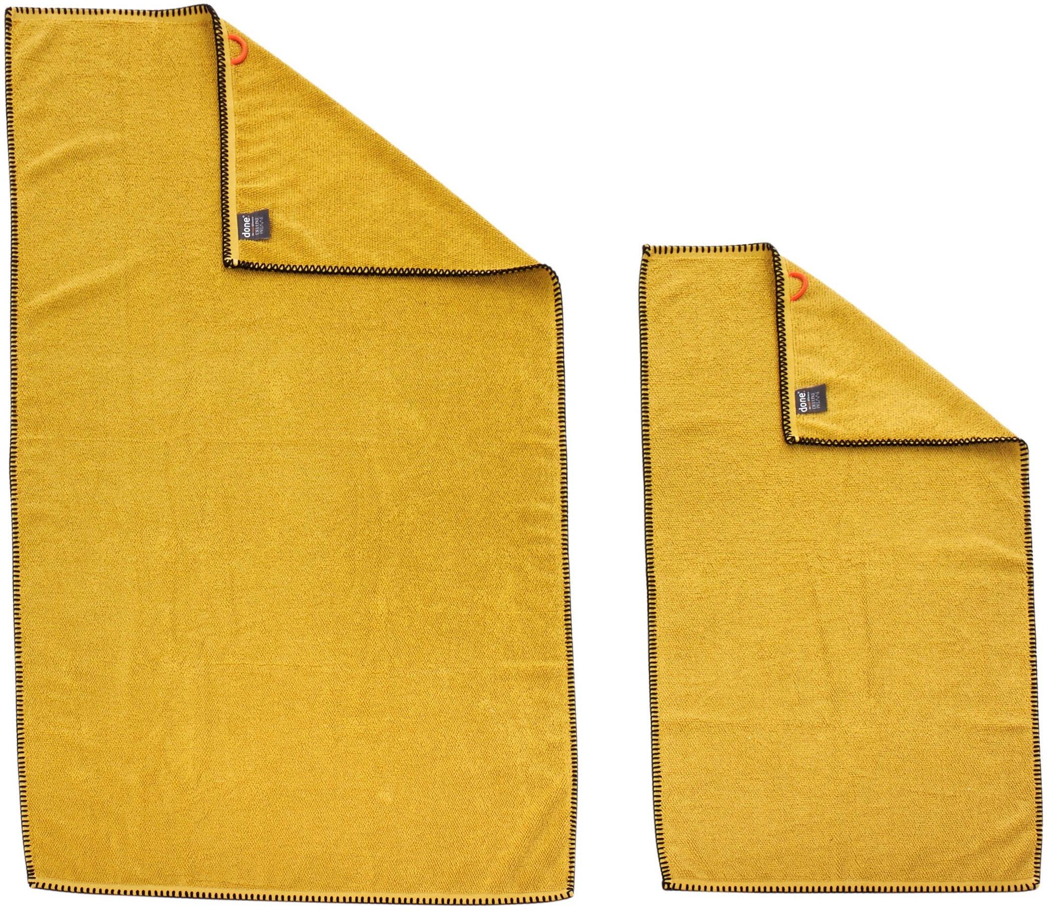 done.® Handtuch Set »Deluxe Prime 2xHandtücher (50x100 cm), 2x Duschtücher (70x140 cm)«, (Set, 4 St., 2 Handtücher (50x100 cm)-2 Duschtücher (70x140 cm), mit einfassender Ziernaht in schwarz