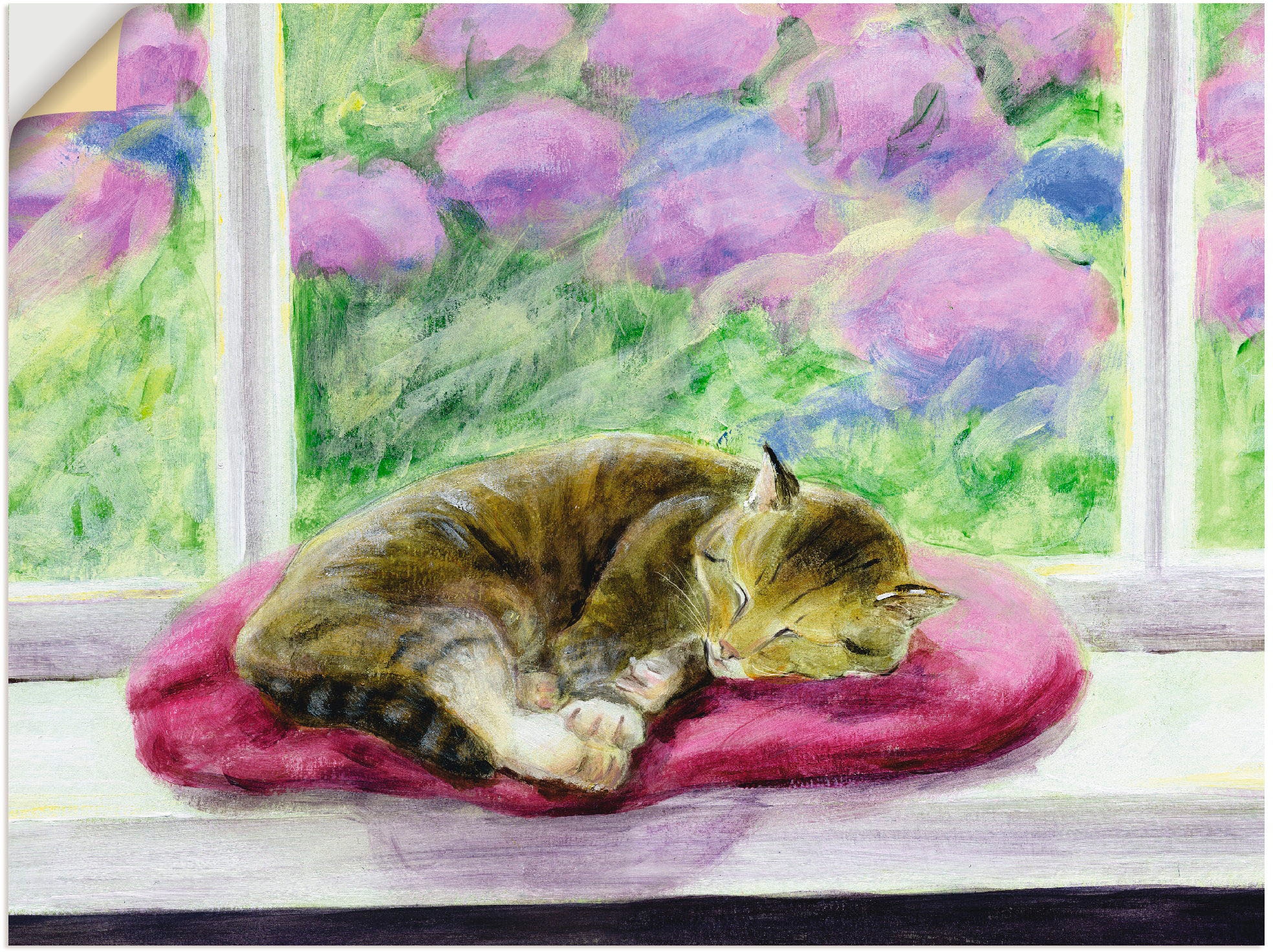 Artland Wandbild »Katze auf Gartenfensterbank«, Haustiere, (1 St.), als Poster, Wandaufkleber in verschied. Größen