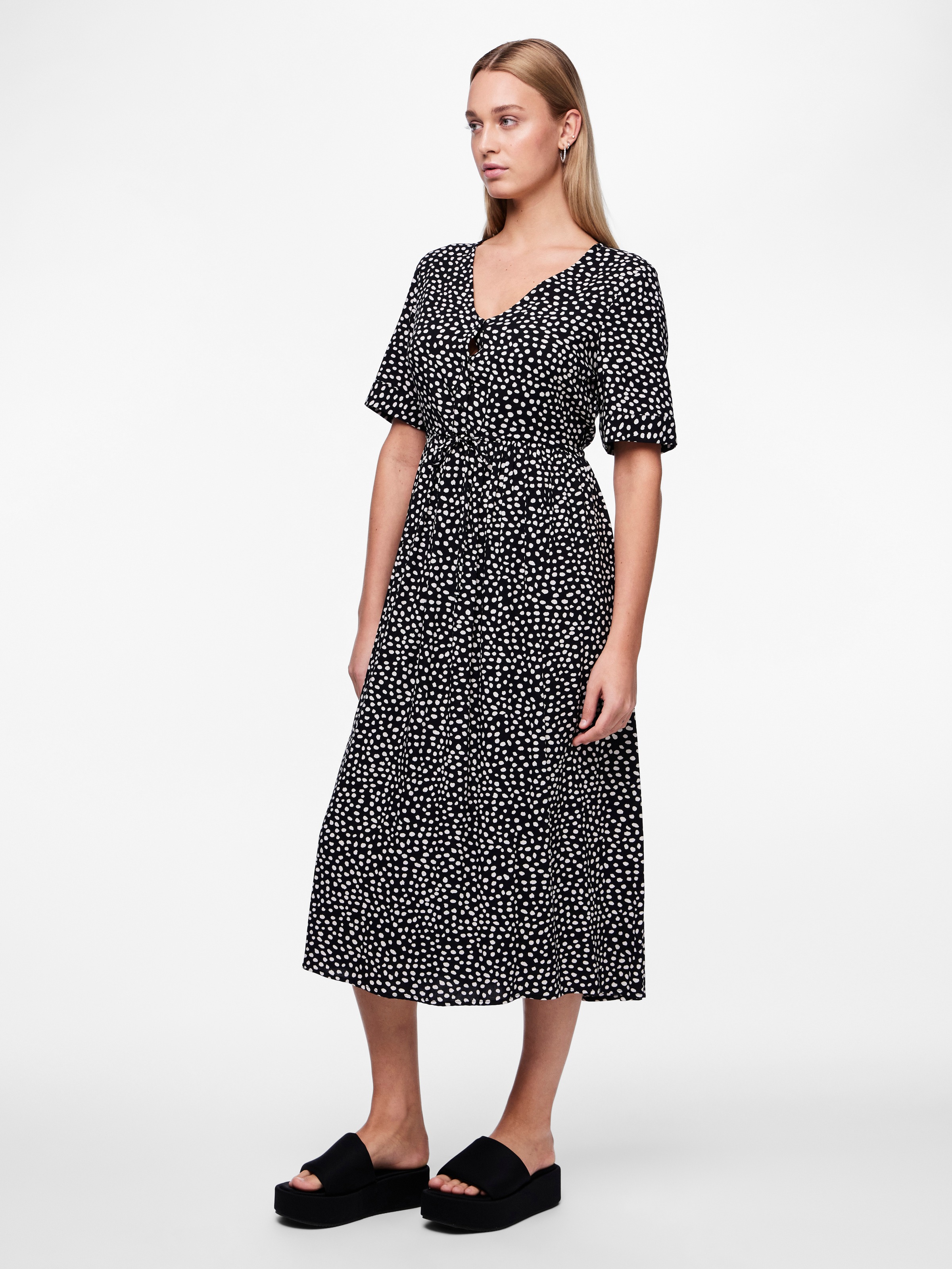 pieces Druckkleid »PCTALA SS STRING TIE MIDI DRESS NOOS BC«