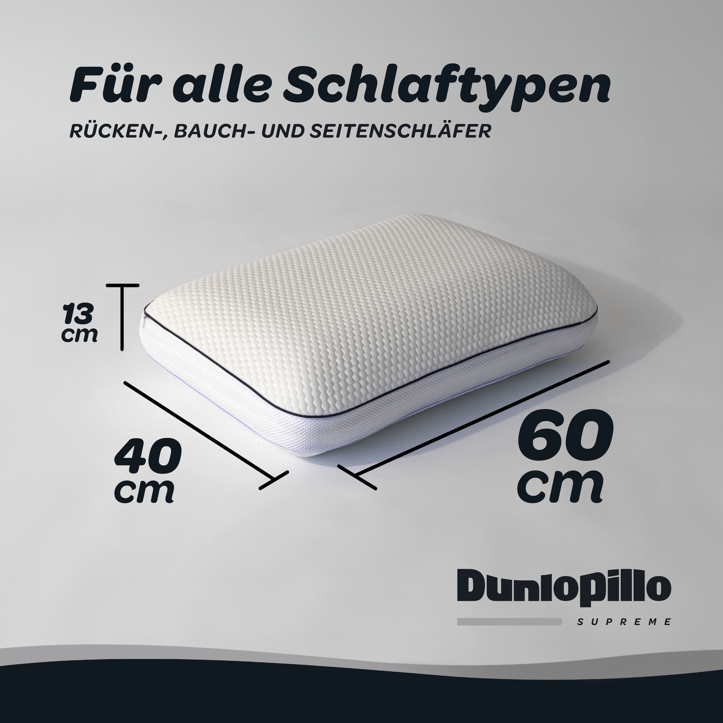Dunlopillo Nackenstützkissen »Clima Flex, NEUHEIT mit kühlender & wärmender Seite« 1 Stk. tlg. in Größe 60 x 50 x 15 cm, Individuell anpassbar: mit drei Einlagen