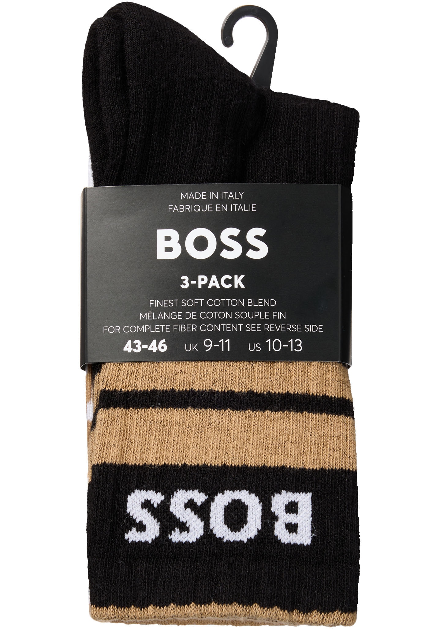 BOSS Freizeitsocken »3P QS Rib Stripe CC«, (Packung, 3 Paar), mit BOSS Logo