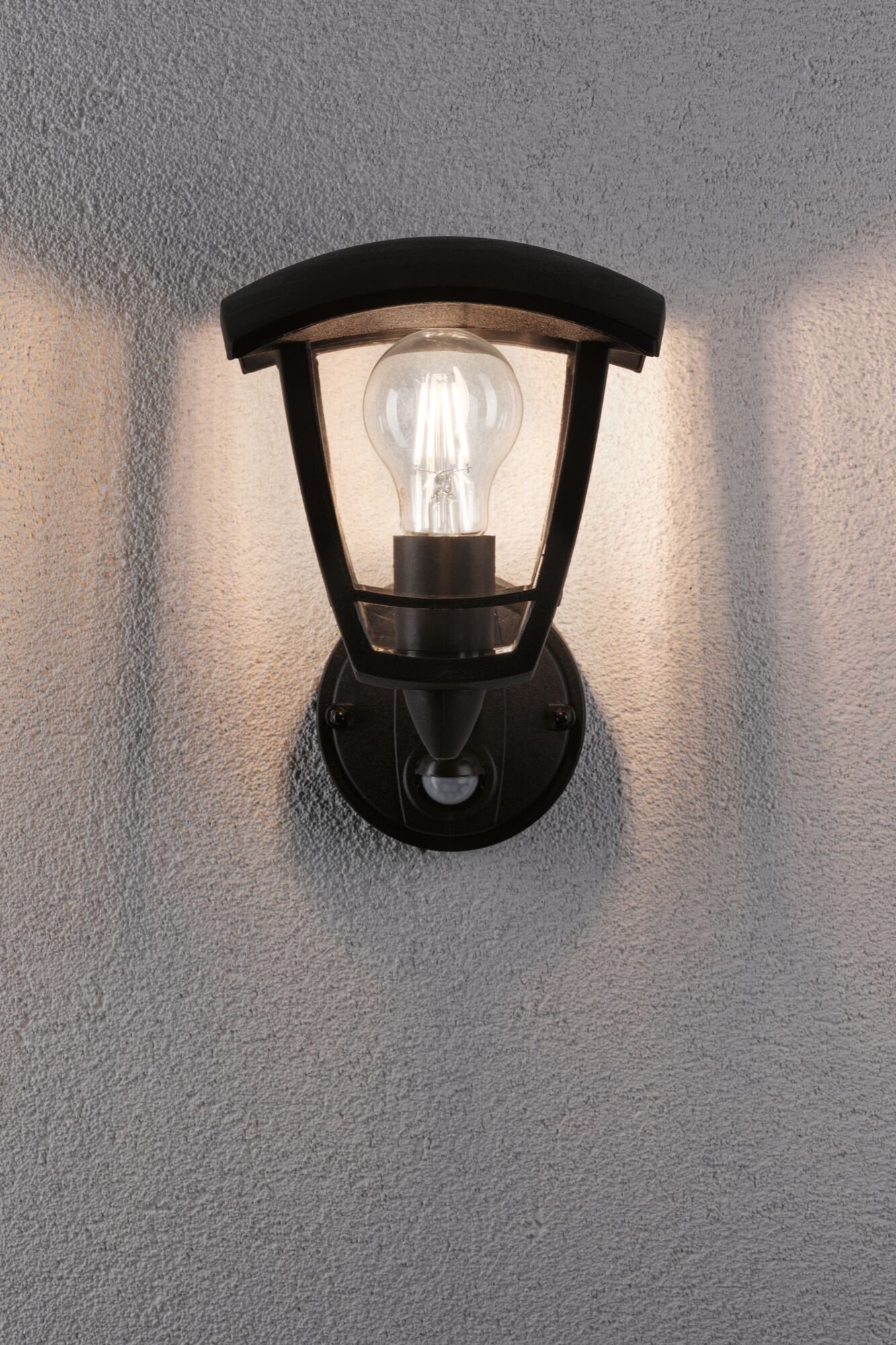 Paulmann Außen-Wandleuchte »Classic Curved IP44 eckig 164x180mmmax. 12W230VSchwarz Kunststoff«, 1 flammig, Leuchtmittel E27 | ohne Leuchtmittel, Bewegungsmelder