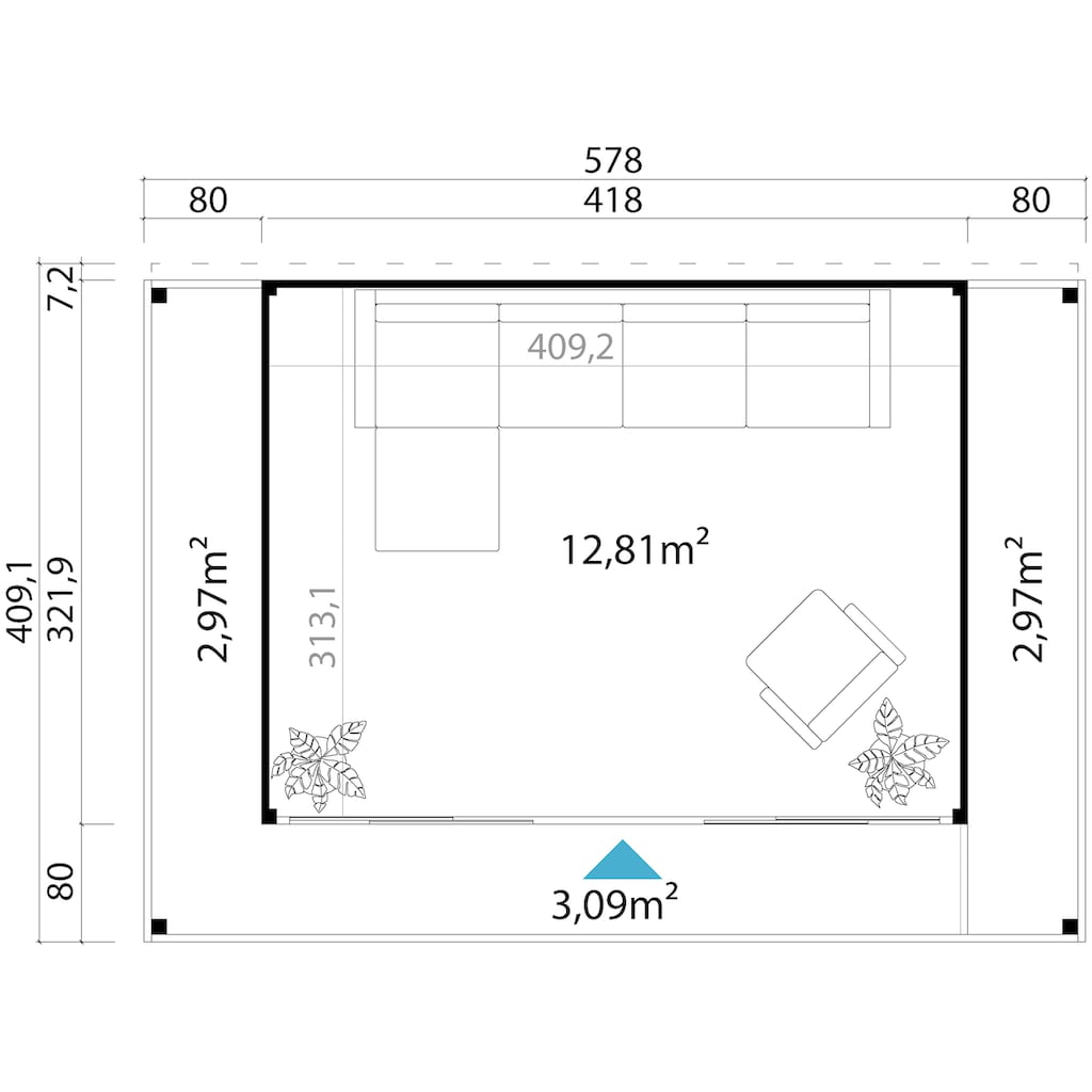 LASITA MAJA Gartenhaus »DOMEO 4 LOGGIA CARBONGRAU/ANTHRAZIT - NEU«, (Set)